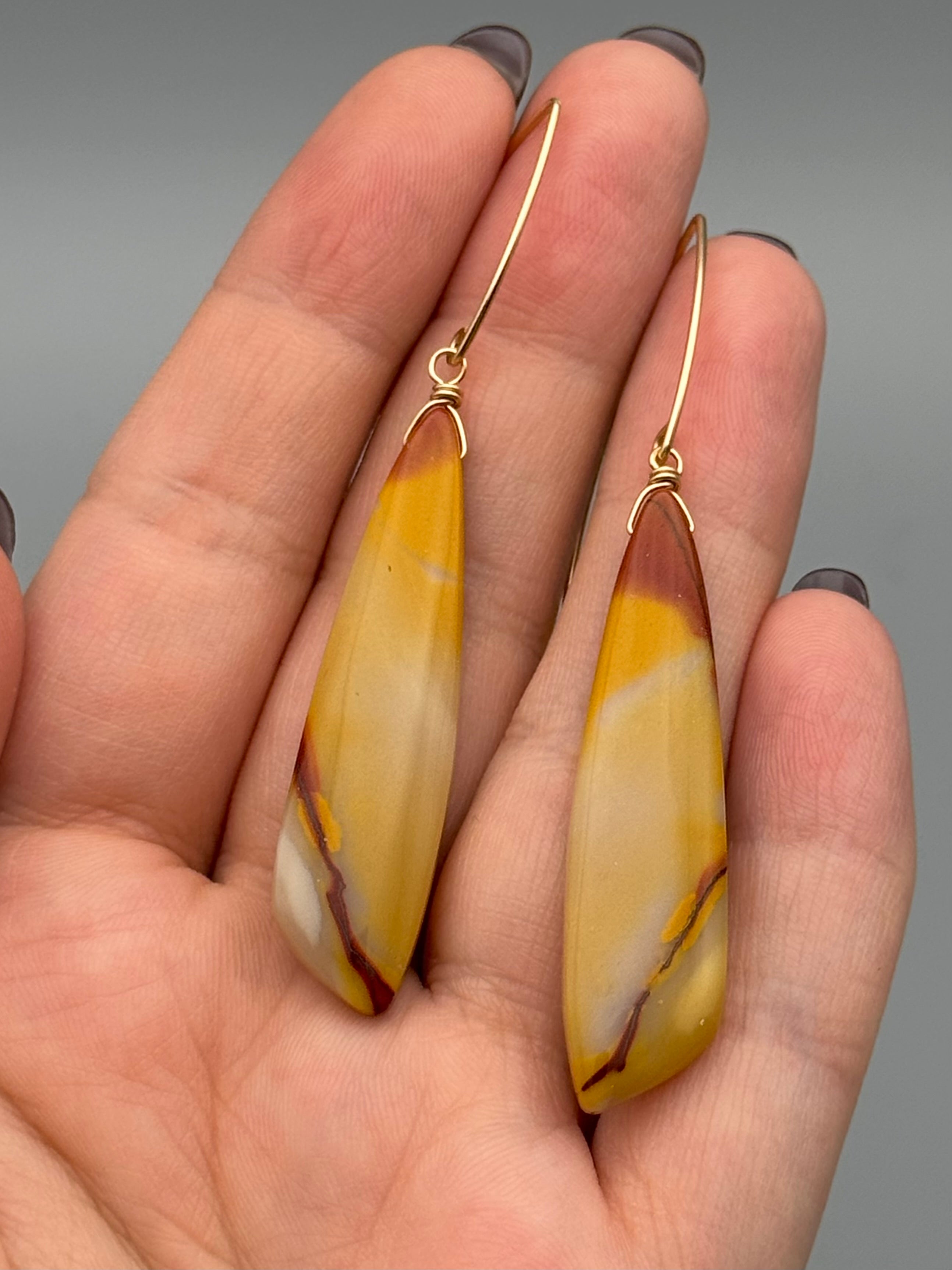 •STRAY• mookaite jasper wing + gold earrings