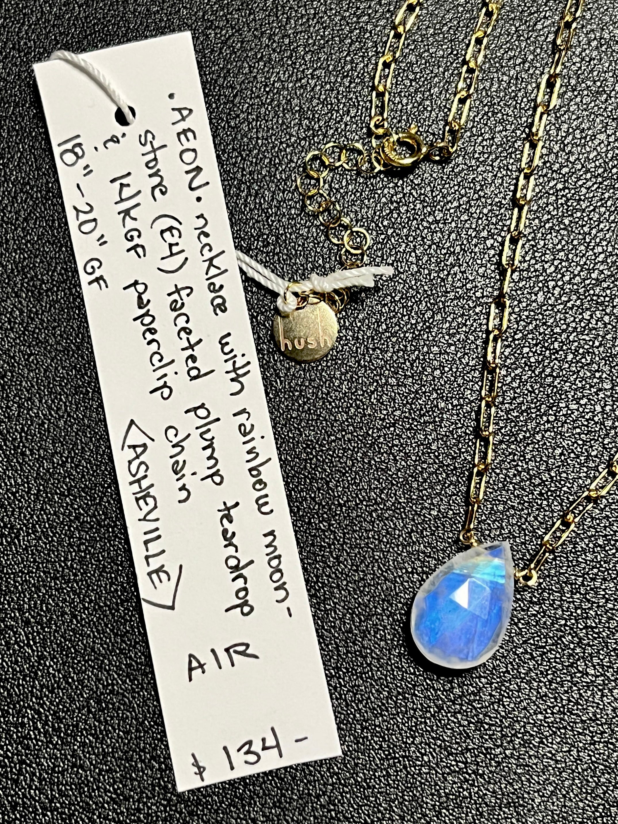 •AEON• rainbow moonstone + gold necklace (18"-20")