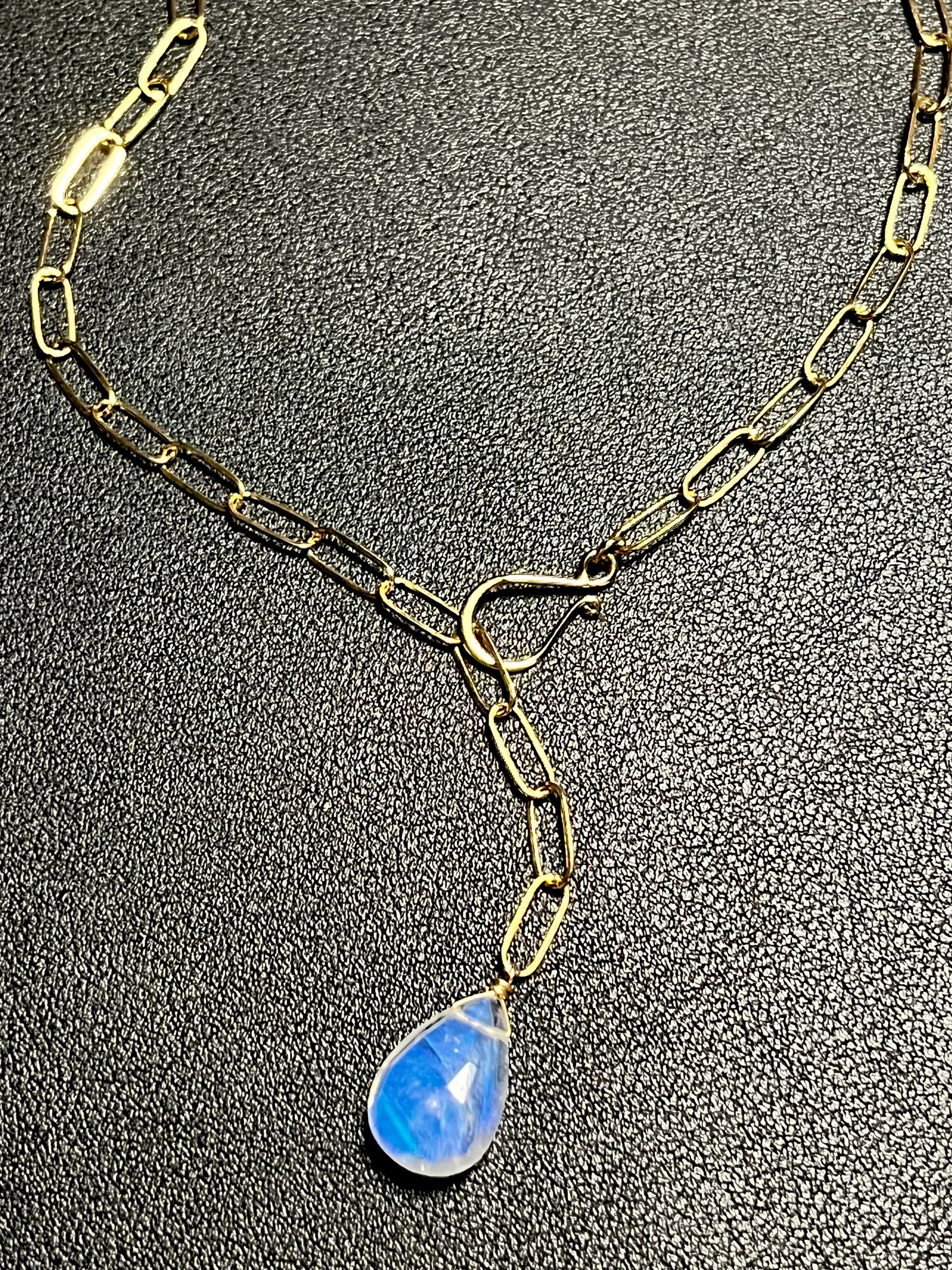 •LINKED• rainbow moonstone + gold necklace (19")