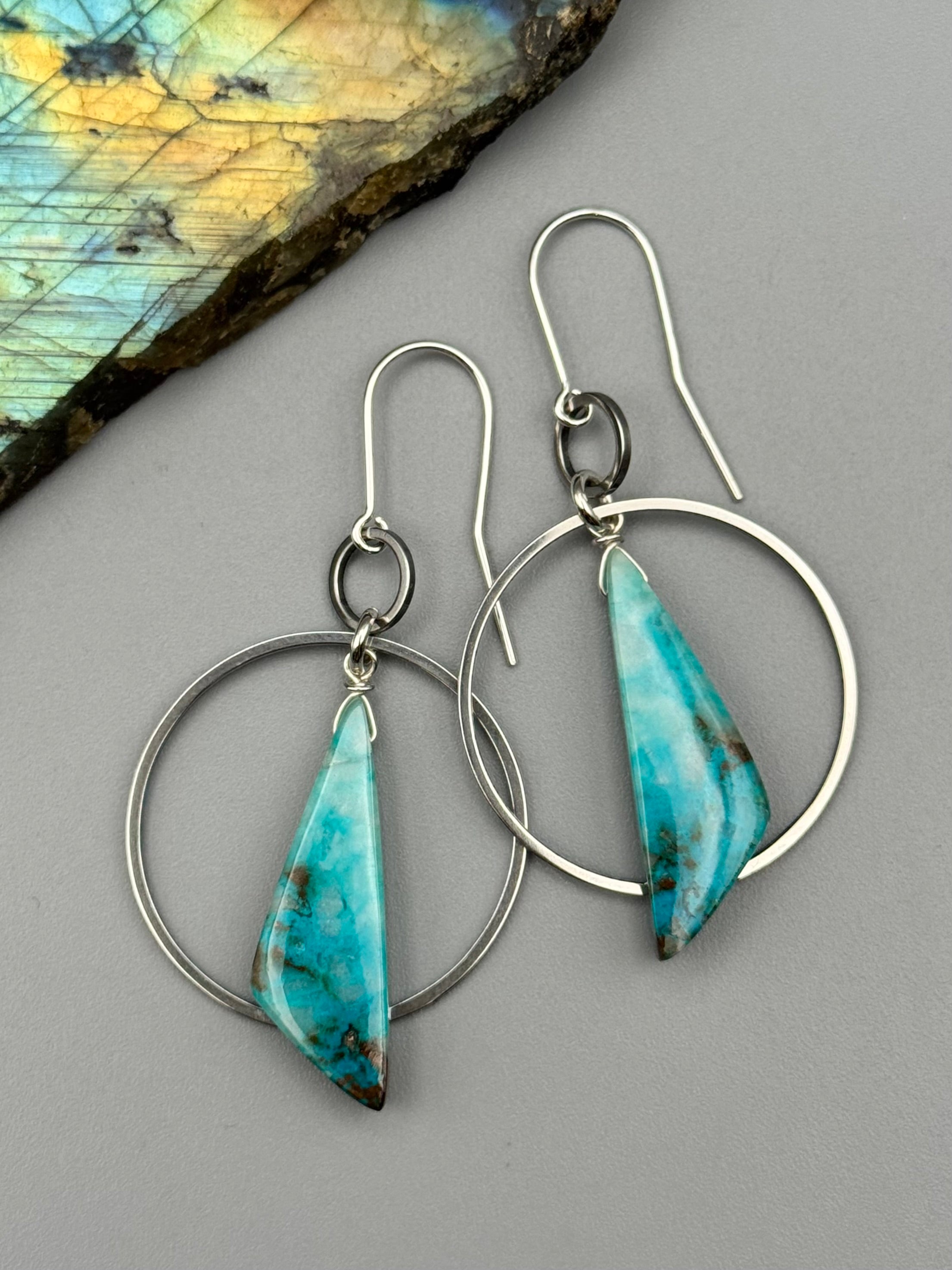 •EQUA-ORBIT• chrysocolla wing + silver earrings