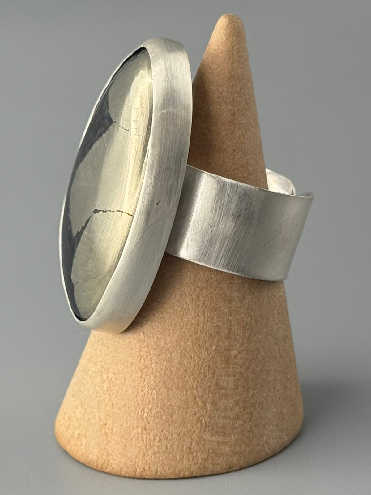 •WEST WIND• apache gold (pyrite in schist) + silver adjustable ring (size 7.5)