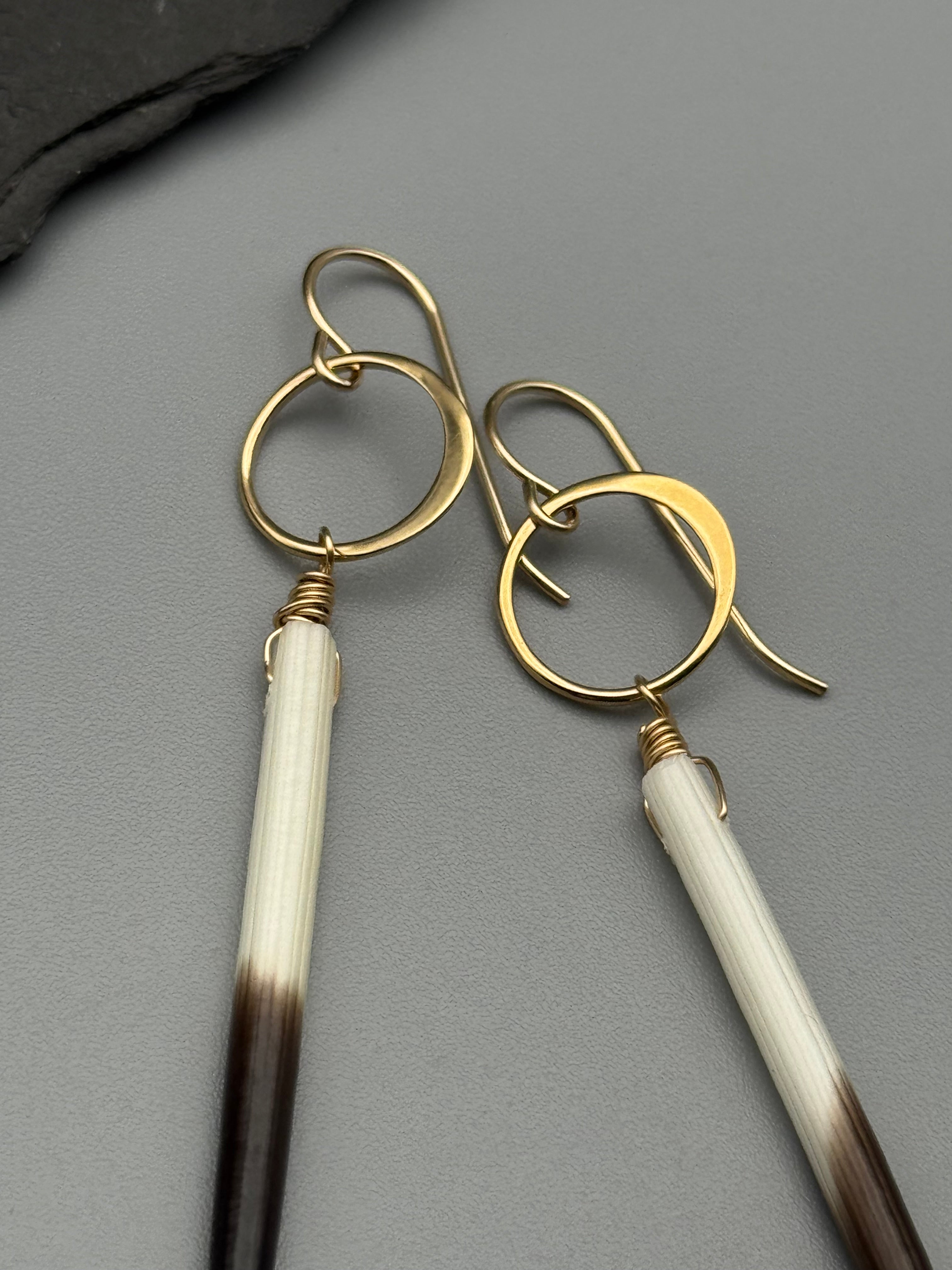 •ECLIPSE• porcupine quill + gold earrings