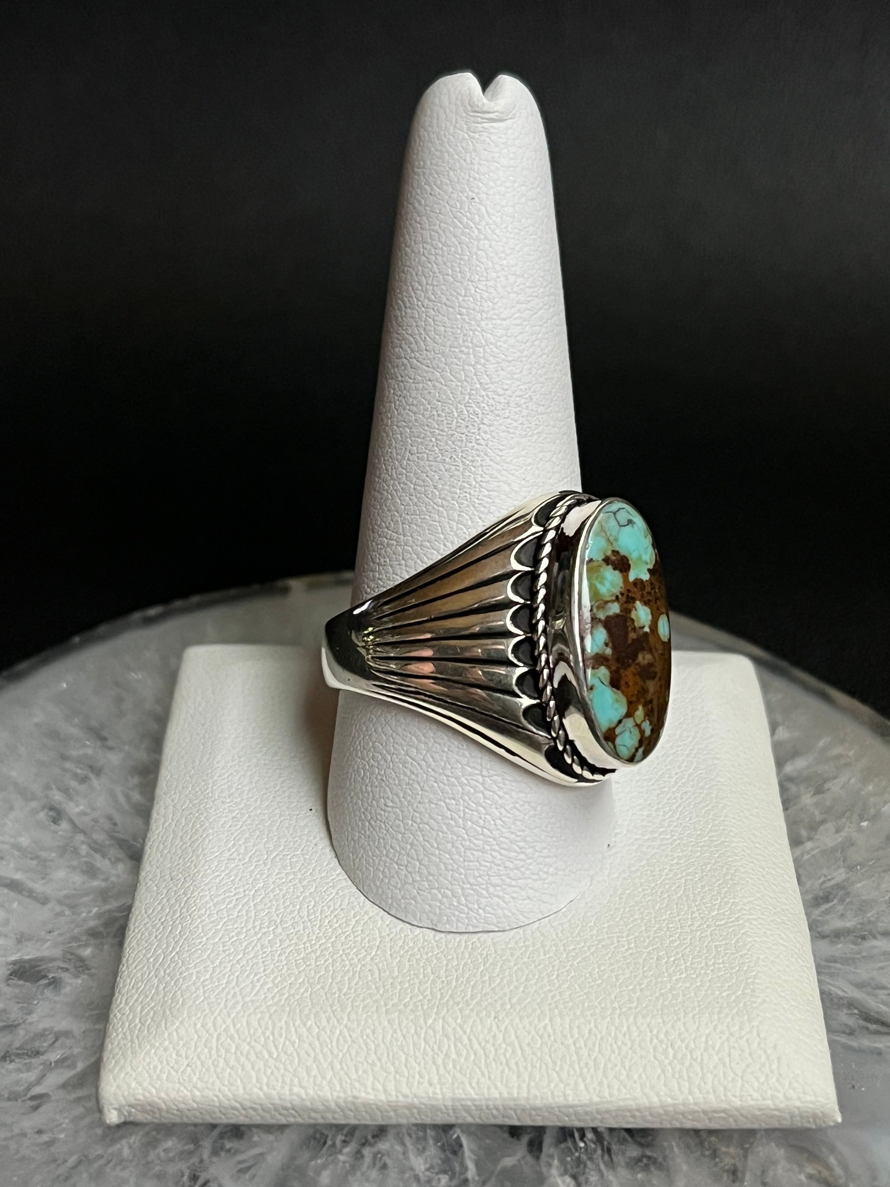 •#8 NEVADA TURQUOISE• Navajo silver ring (size 11.5)