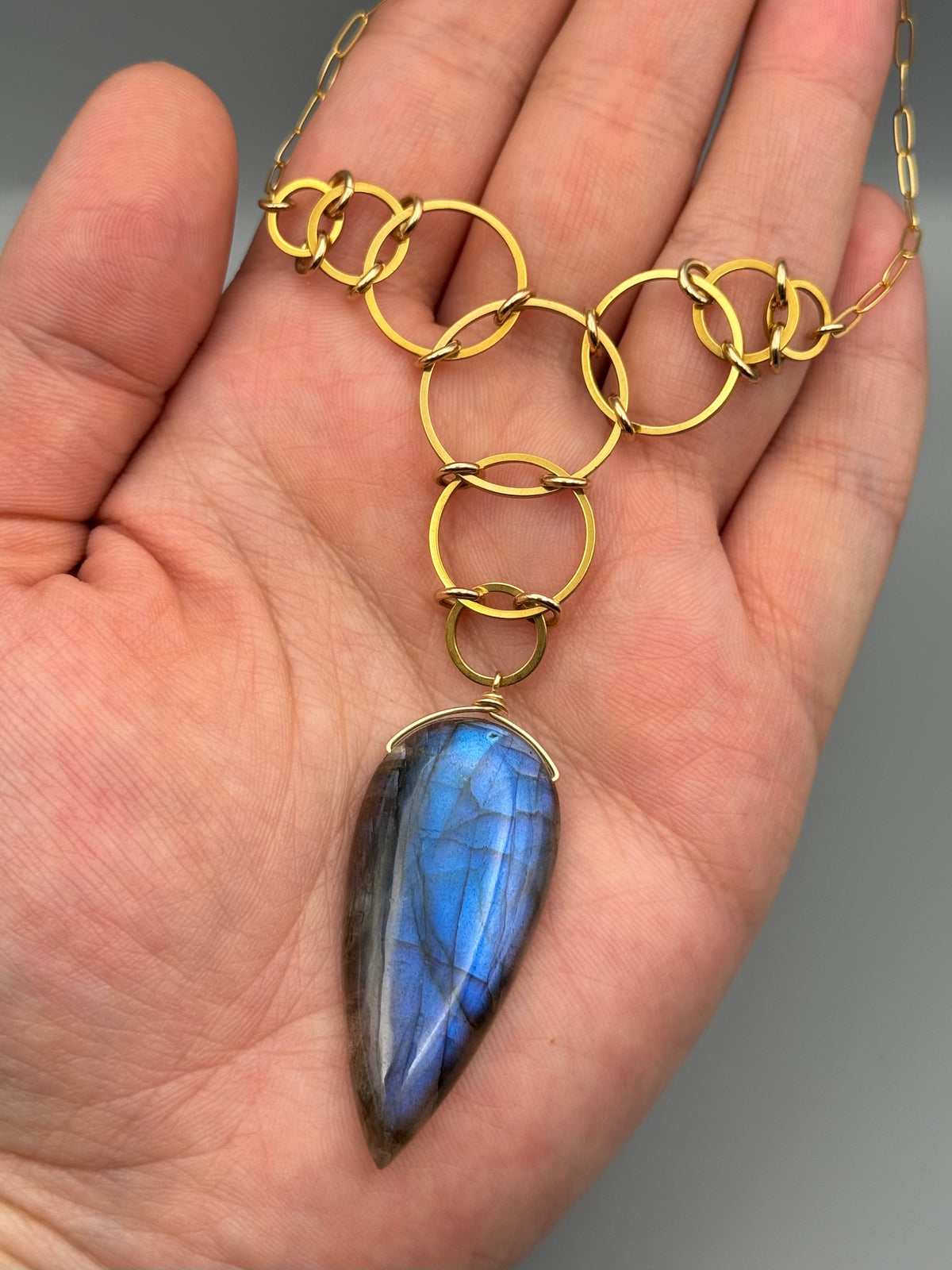 •EOWYN• labradorite spear tear + gold necklace (18"-20" long)