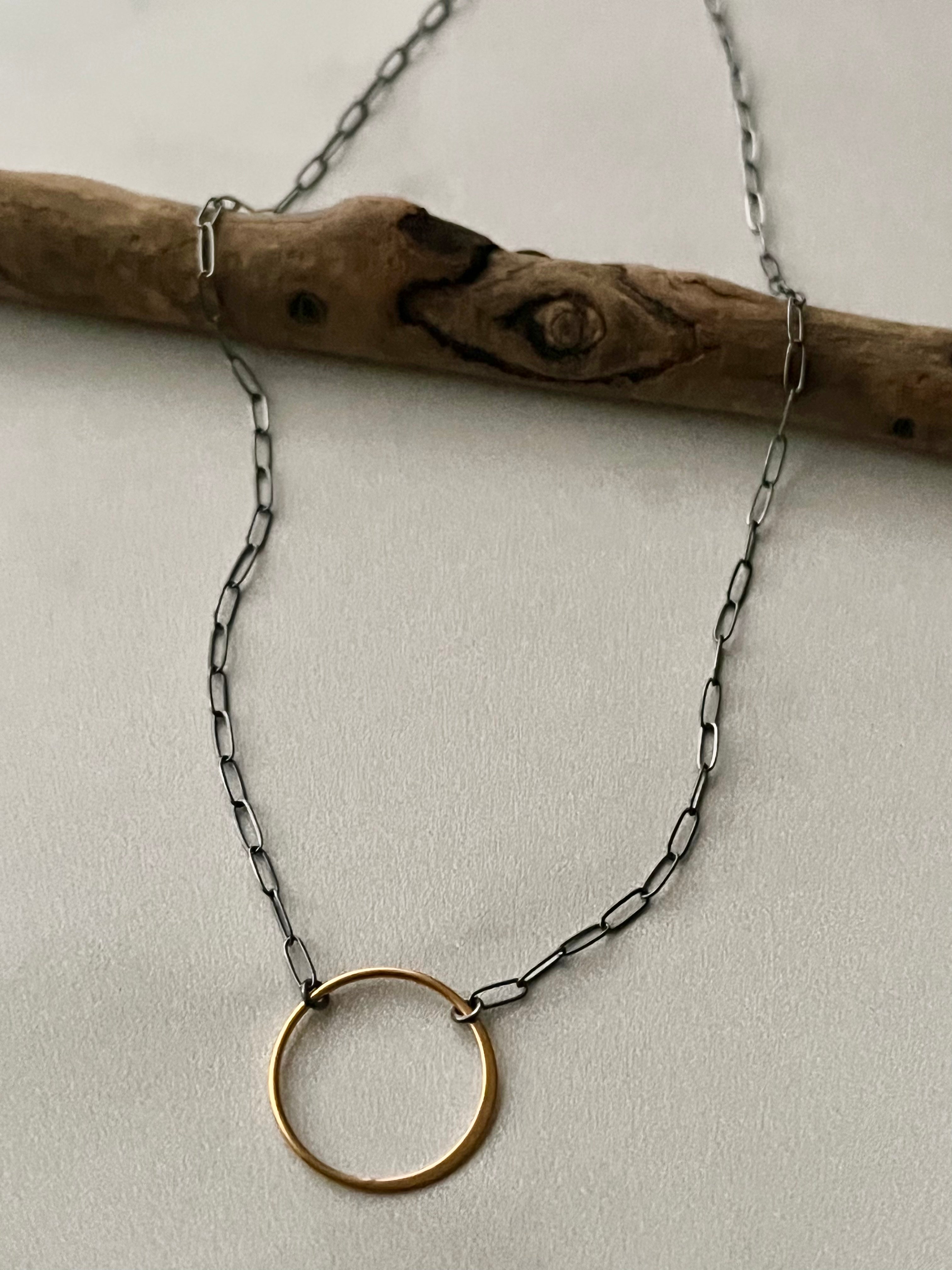•BIG ECLIPSE• mixed metal necklace