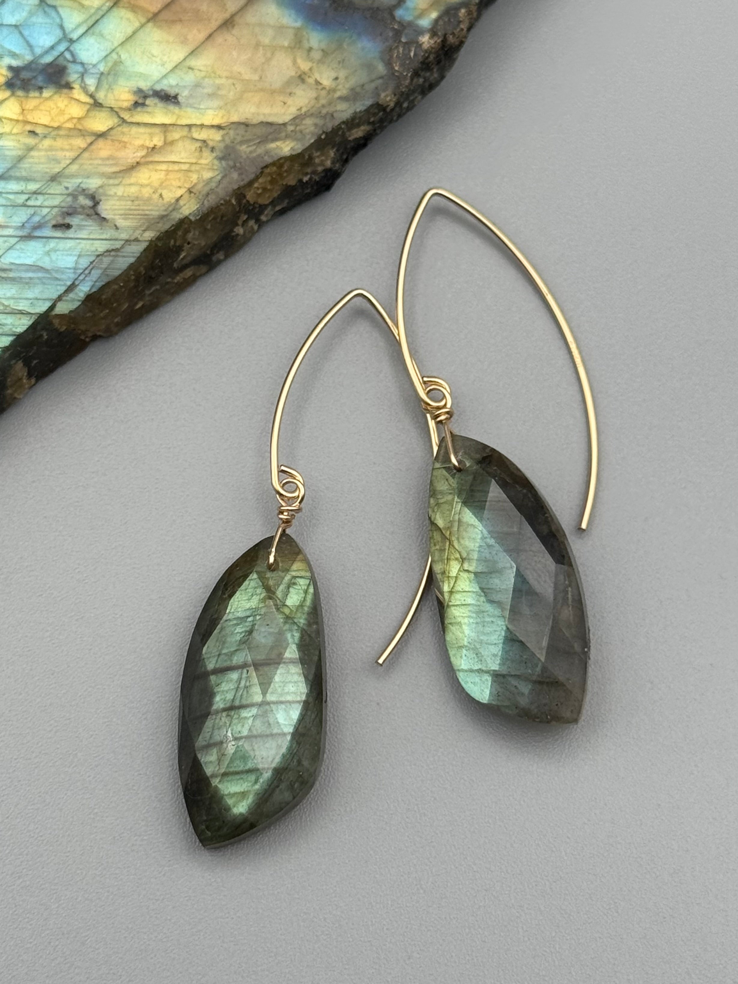 •STRAY• labradorite wing + gold earrings