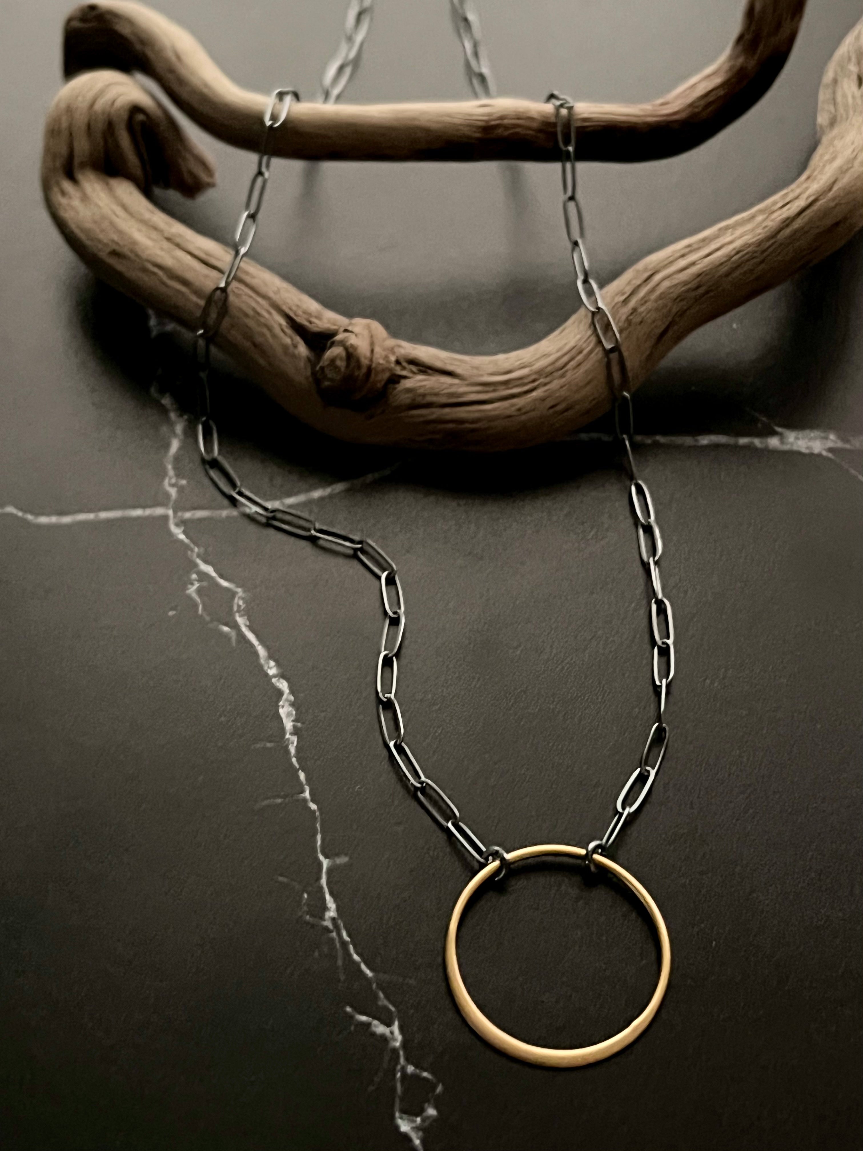 •BIG ECLIPSE• mixed metal necklace