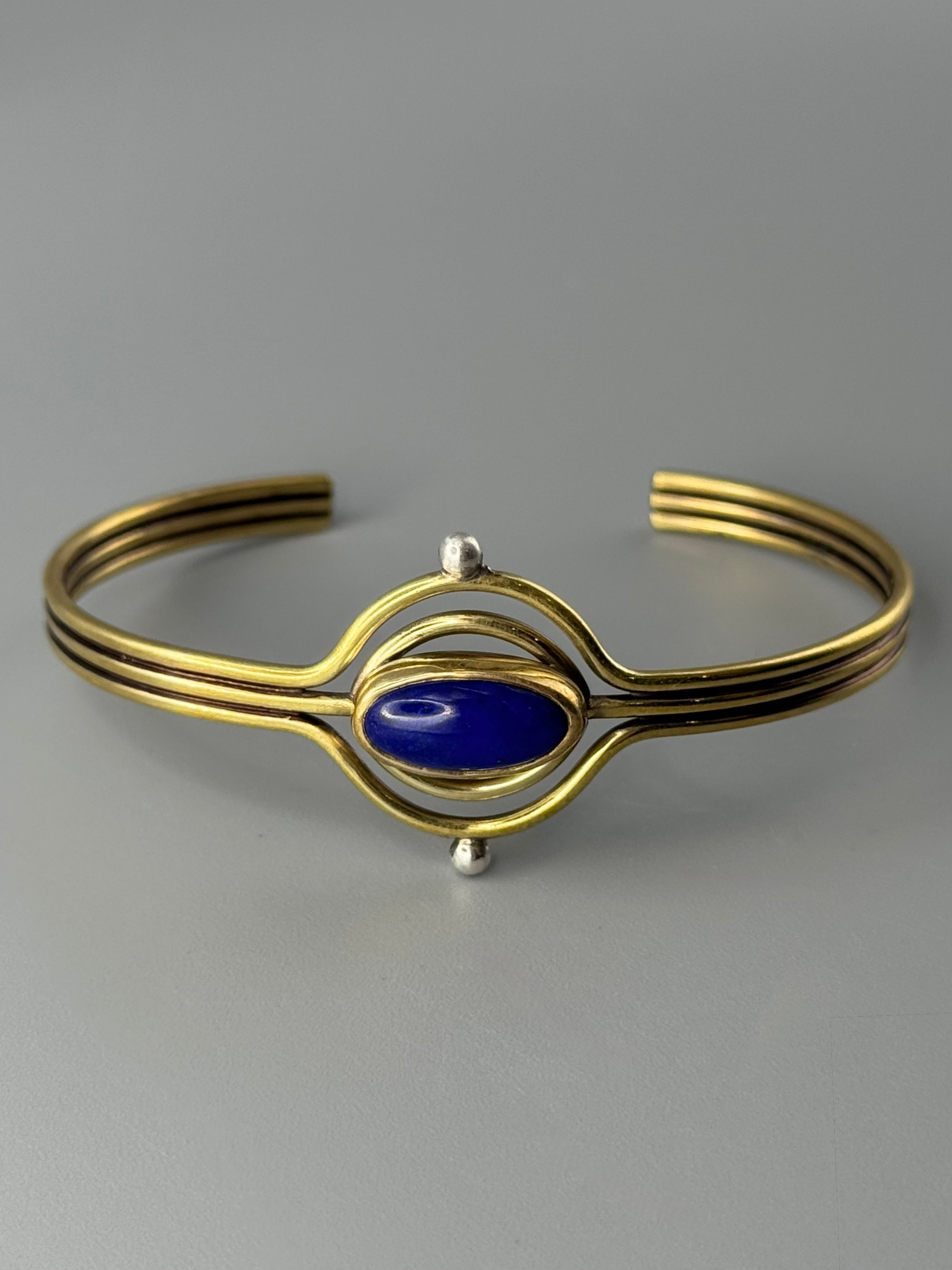•LAPIS LAZULI• mixed metal cuff bracelet