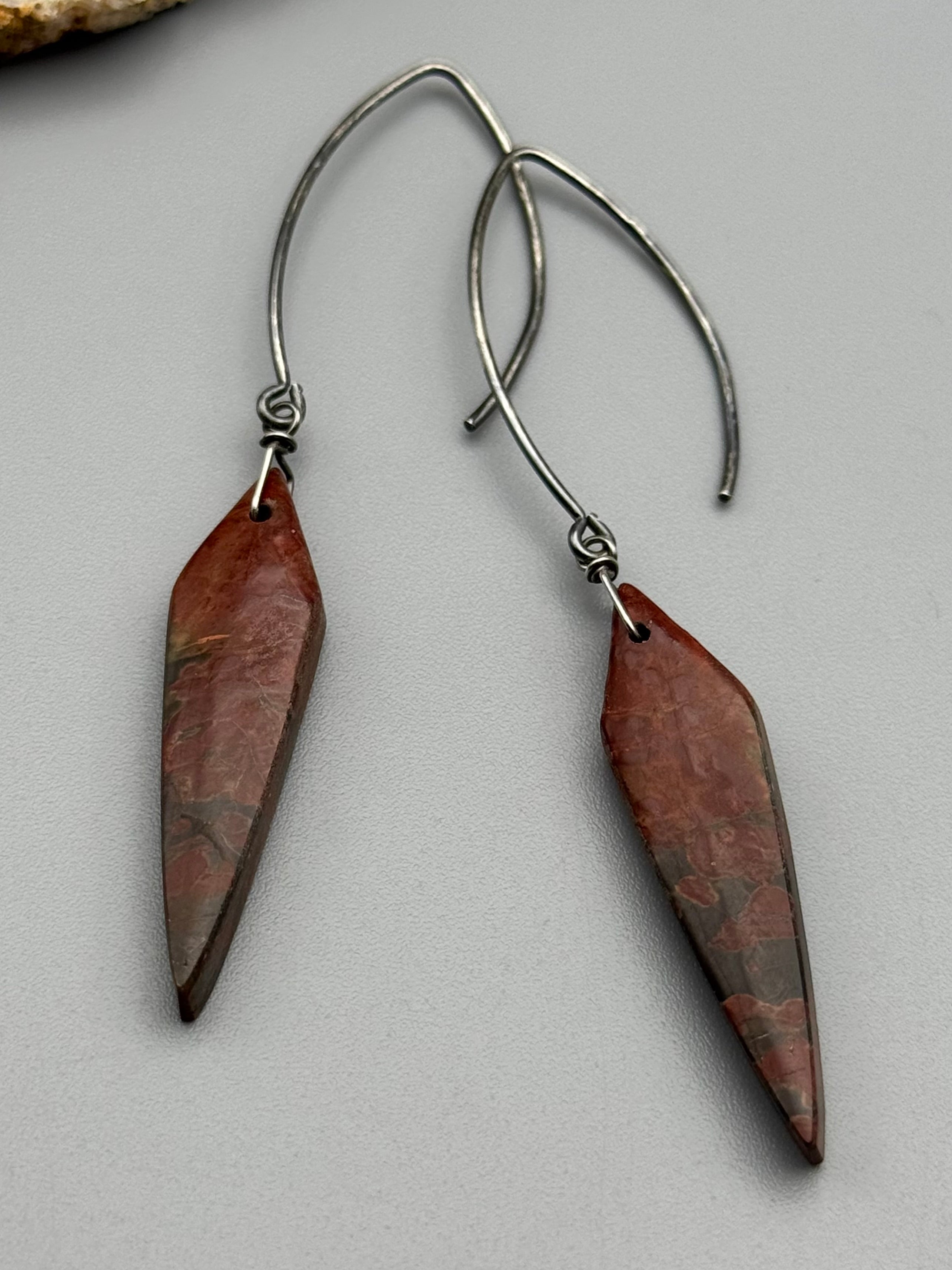 •STRAY• red creek jasper spear + silver earrings