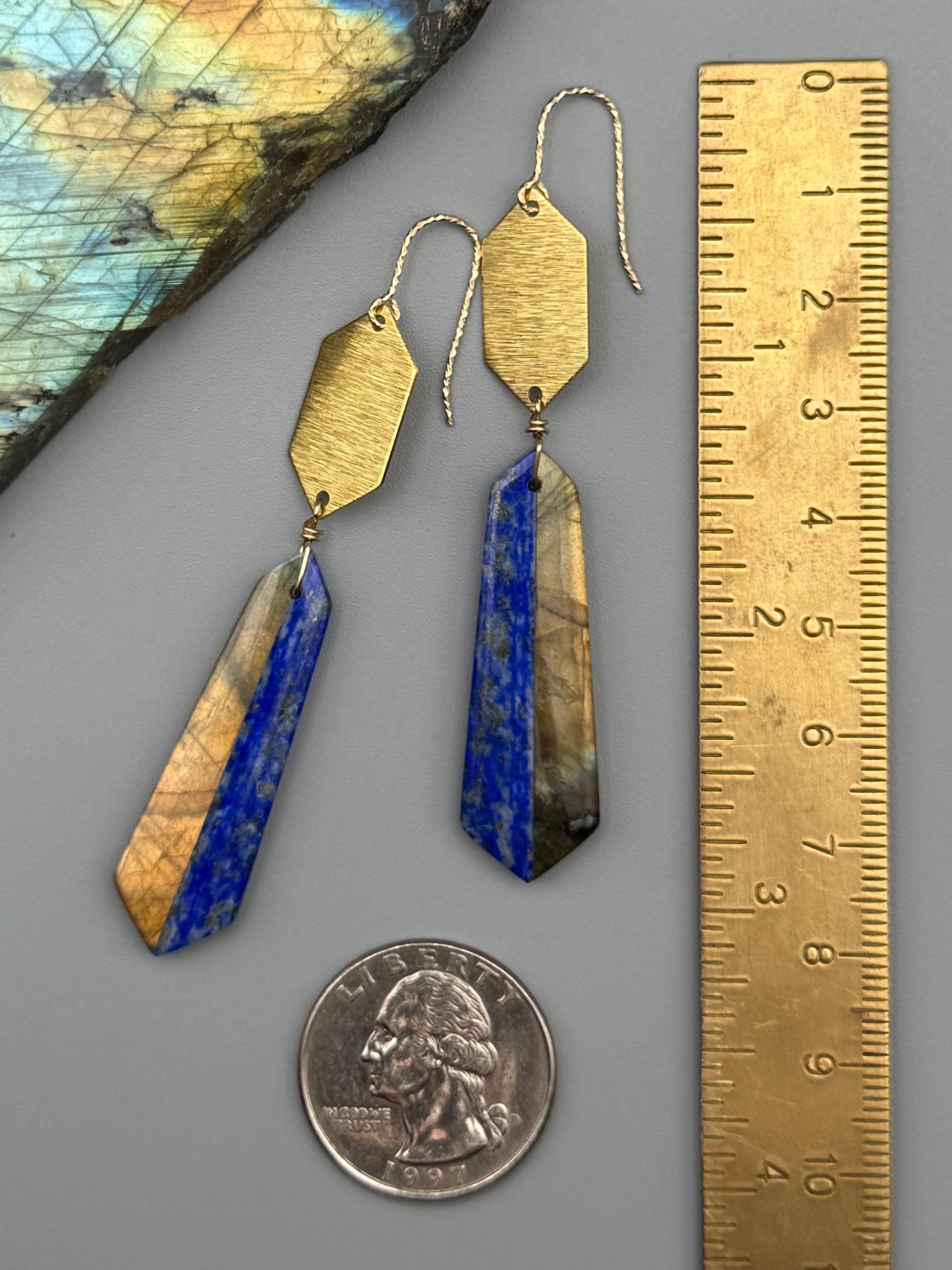 •HEXED• intarsia hex + gold earrings