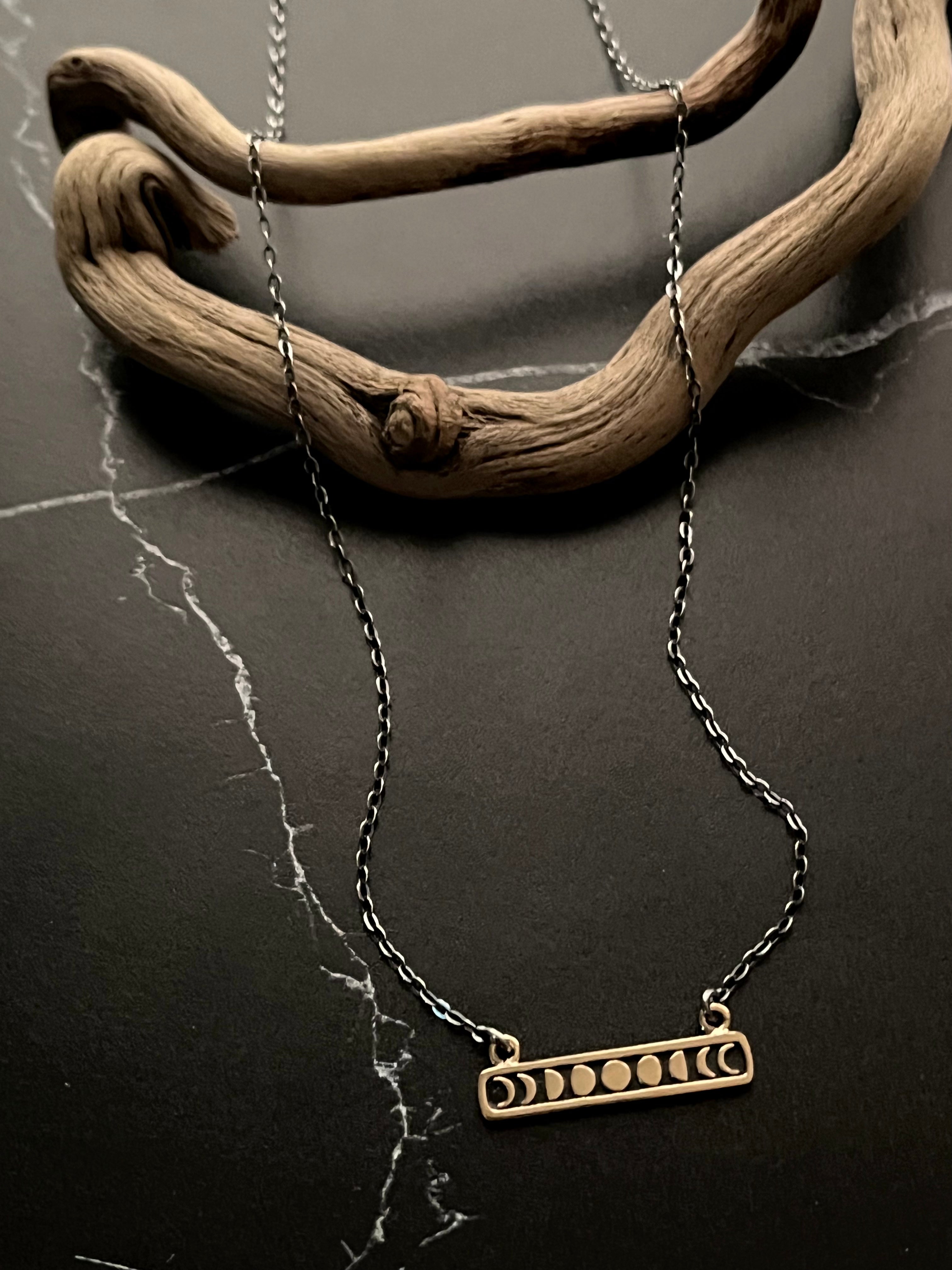 •MOONPHASE BAR• mixed metal necklace