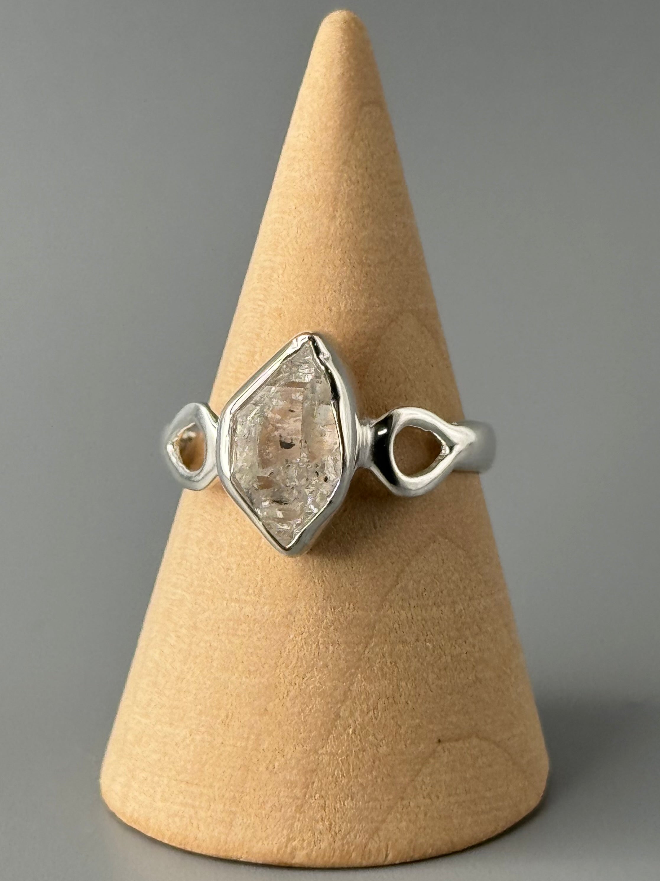 •HERKIMER DIAMOND - DROPLETS• silver ring (various sizes)