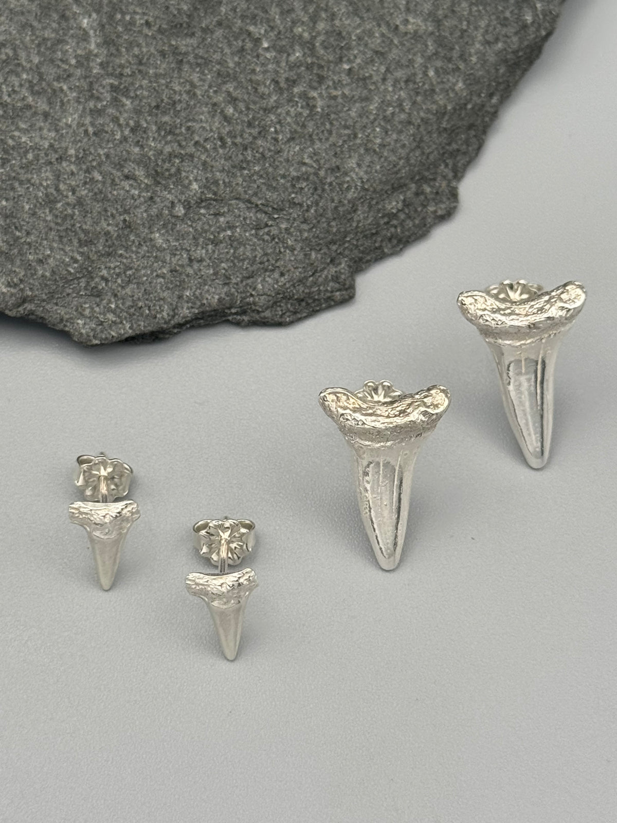 •SHARK TOOTH• silver stud earrings (various sizes)