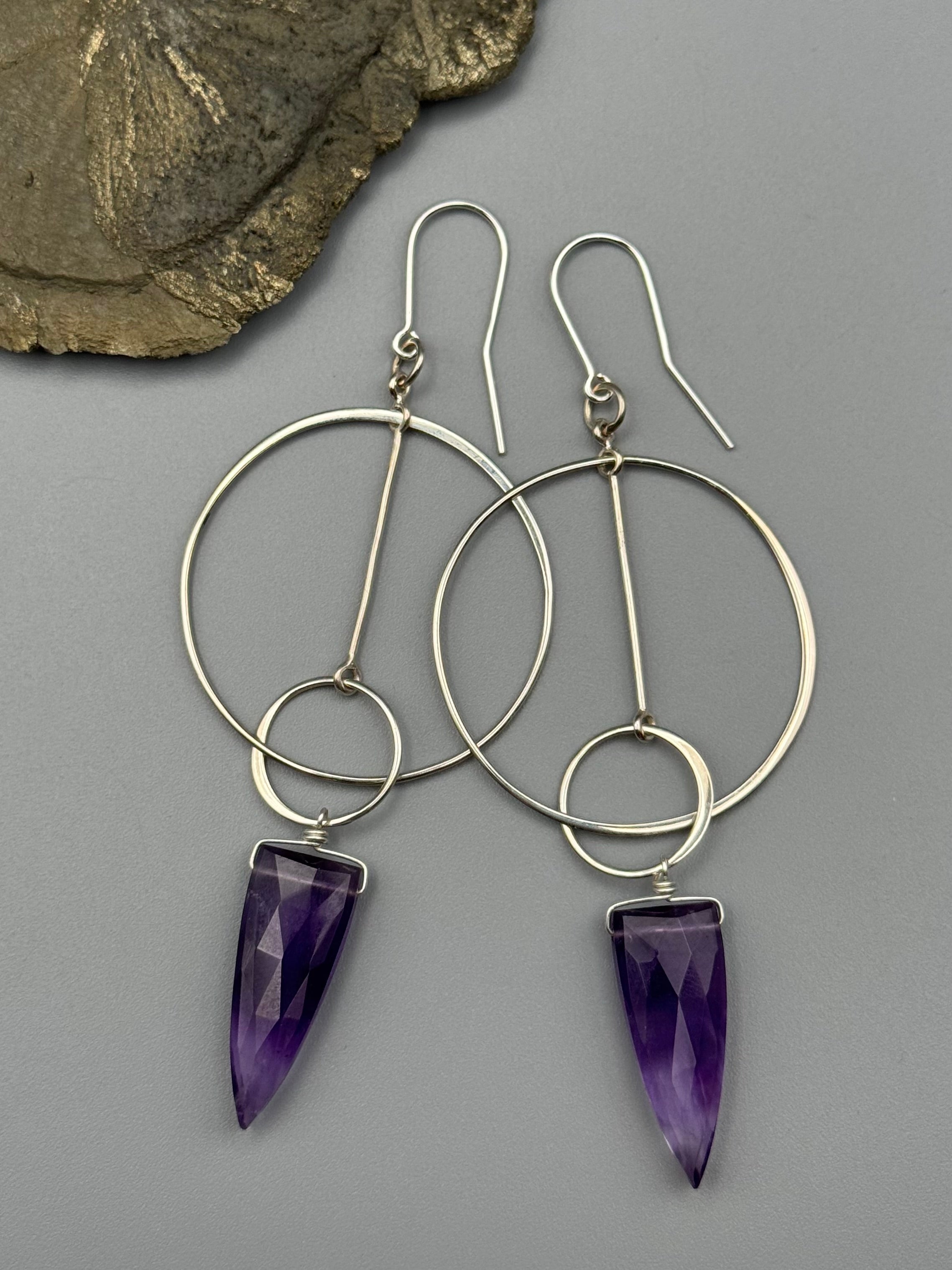 •LYRA• amethyst fang + silver earrings