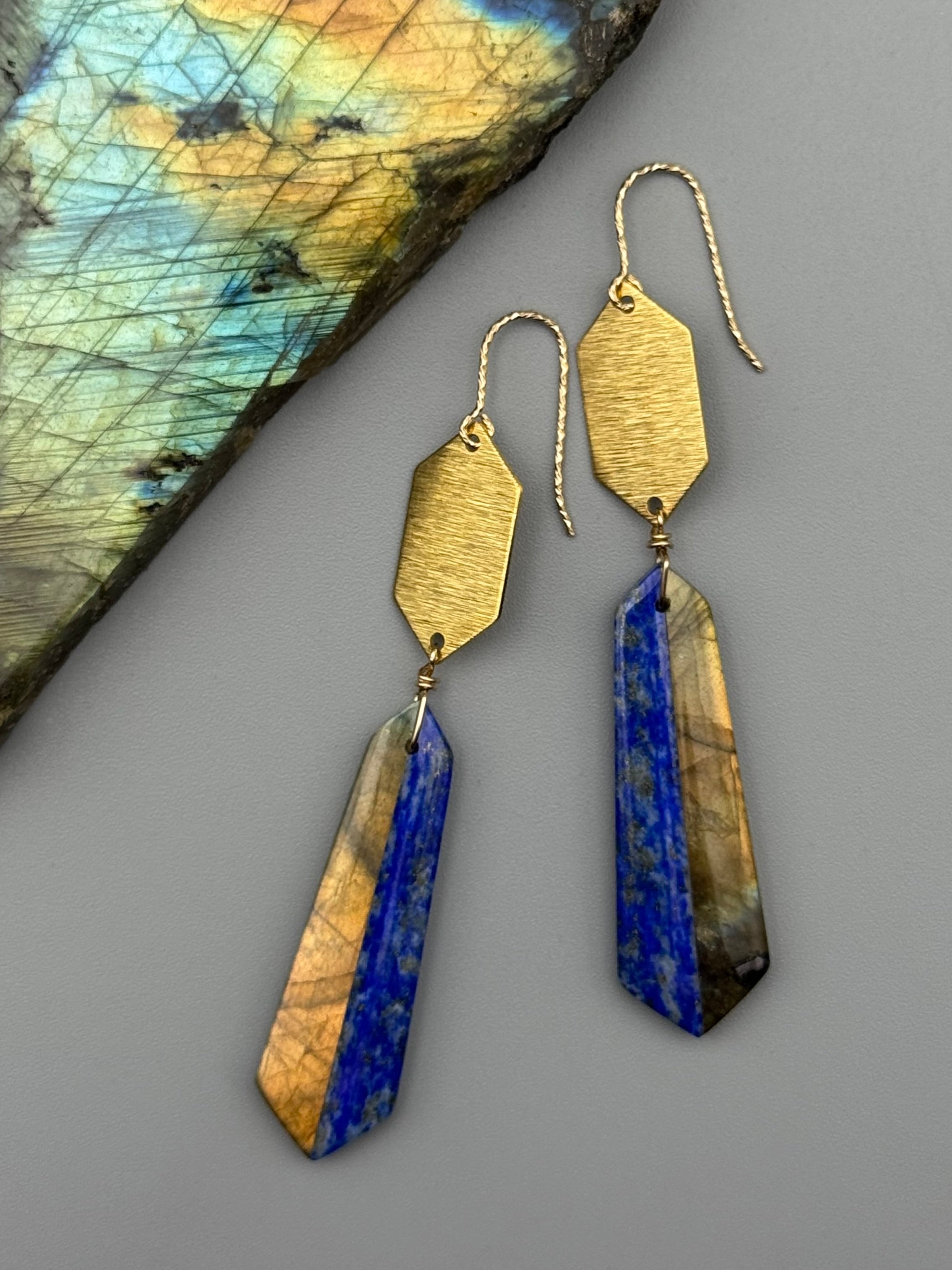 •HEXED• intarsia hex + gold earrings