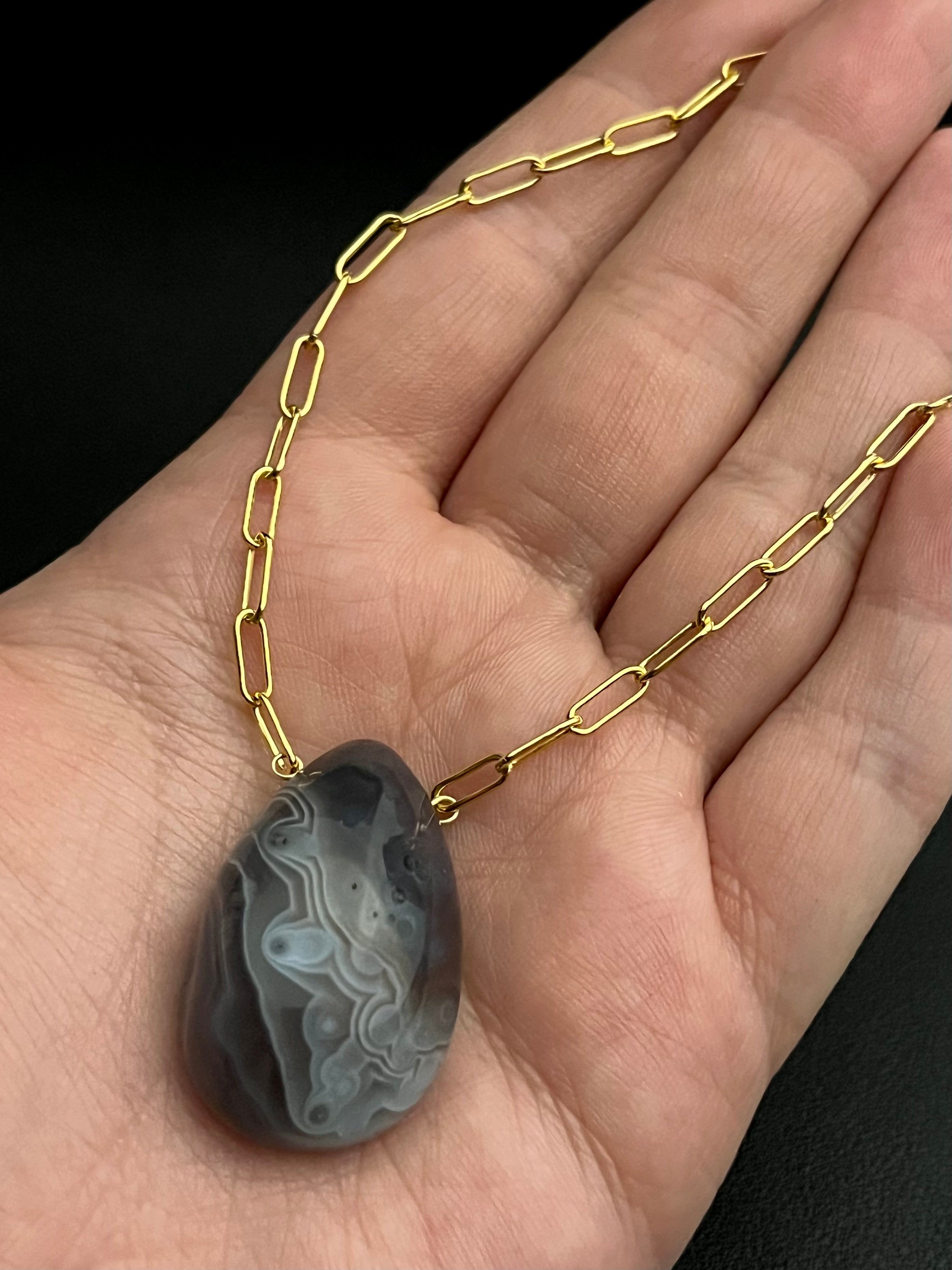 •AEON• botswana agate + gold necklace (18"-20")