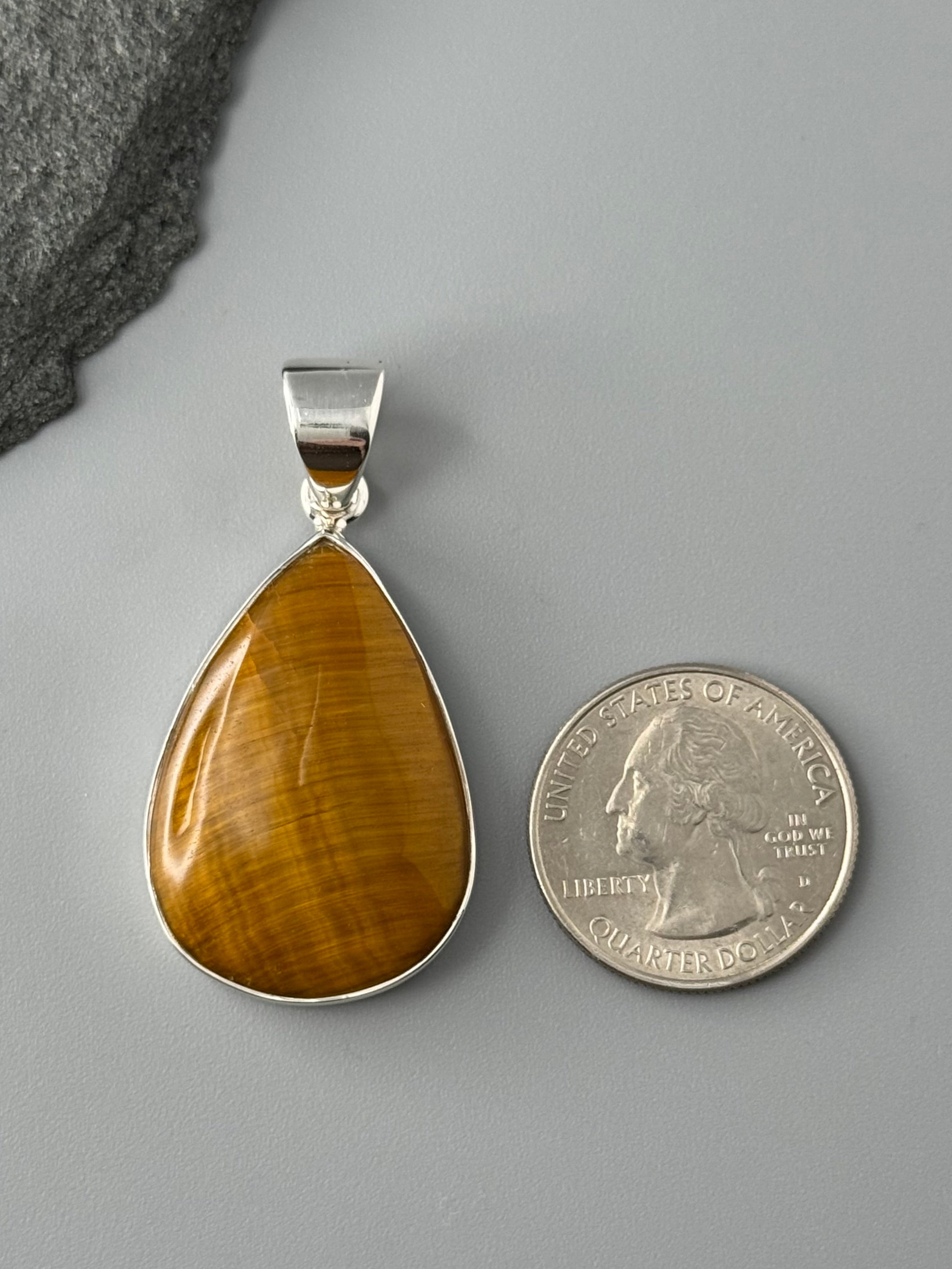 •TIGER EYE - TEARDROP• sterling silver pendant