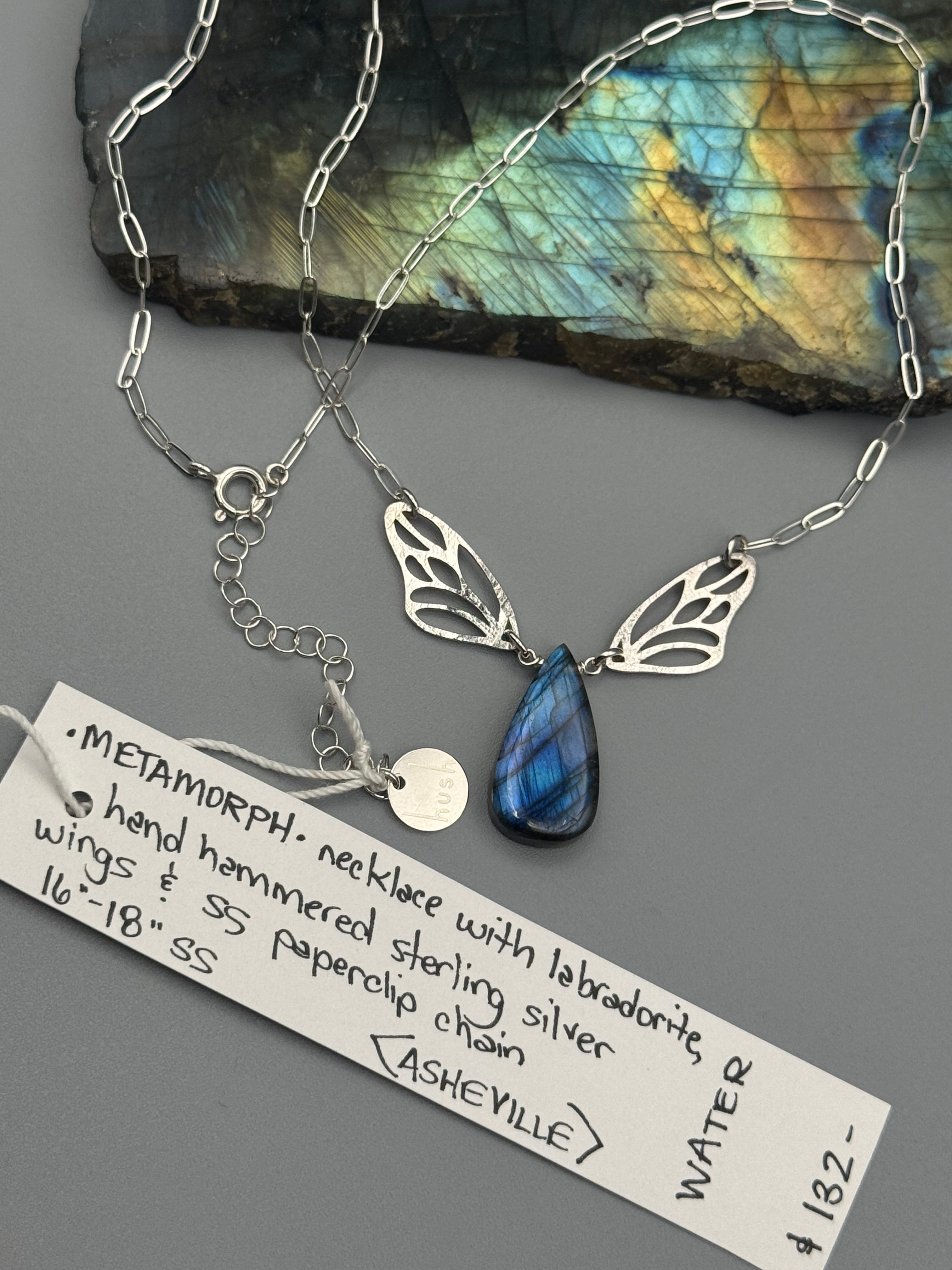 •METAMORPH• labradorite + silver necklace (16"-18" long)