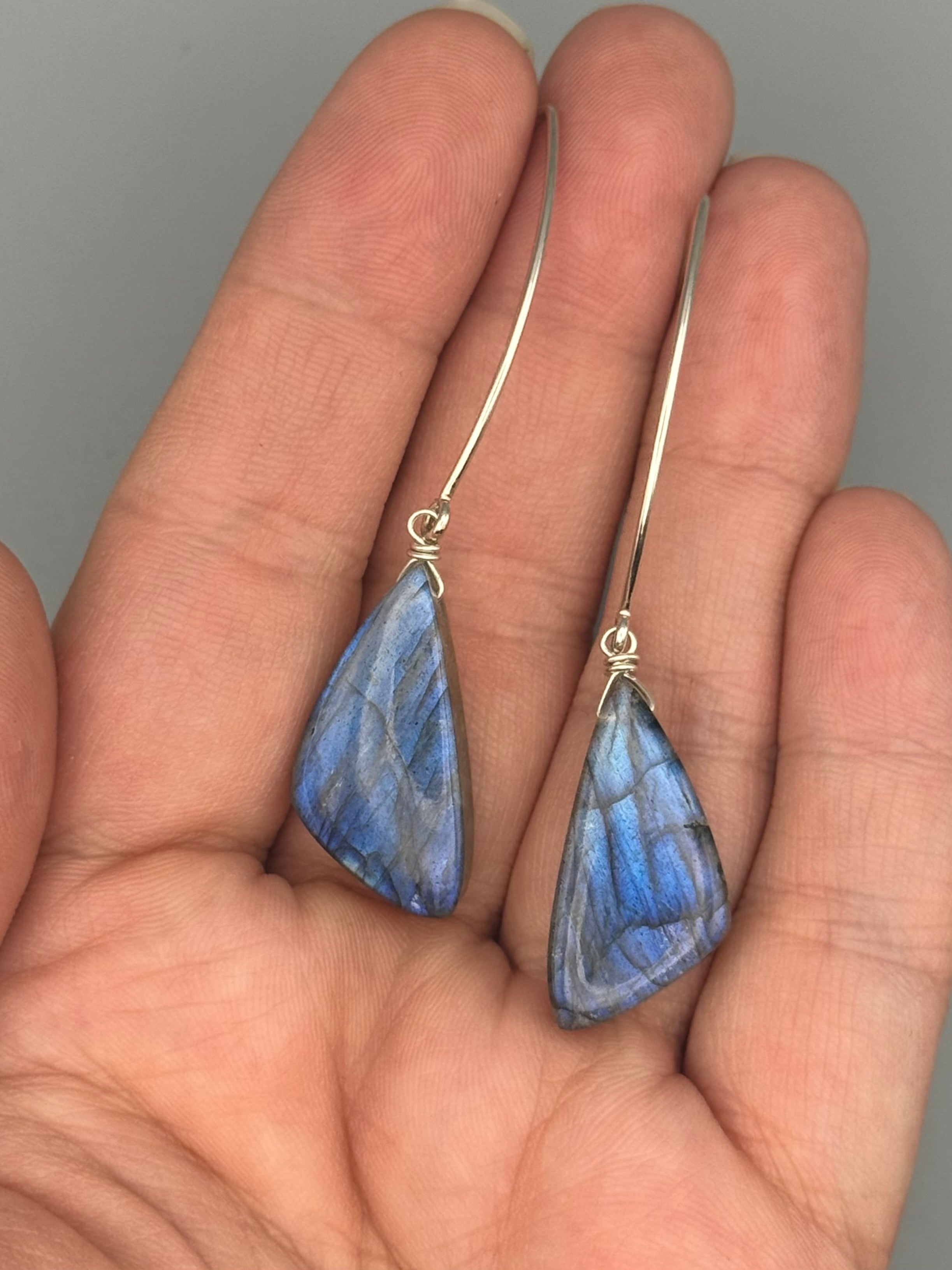 •STRAY• labradorite wing + silver earrings