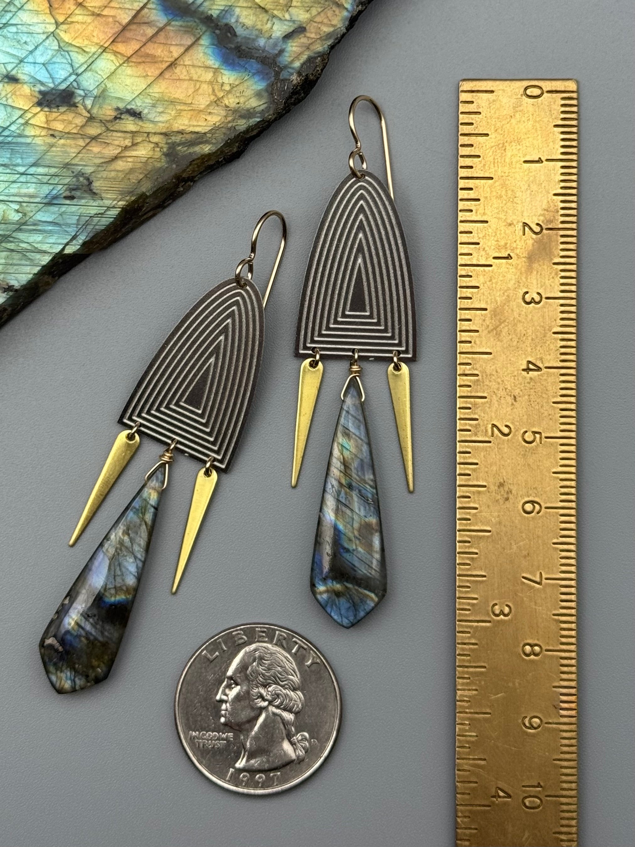 •PORTAL DANCE• labradorite + mixed metal earrings