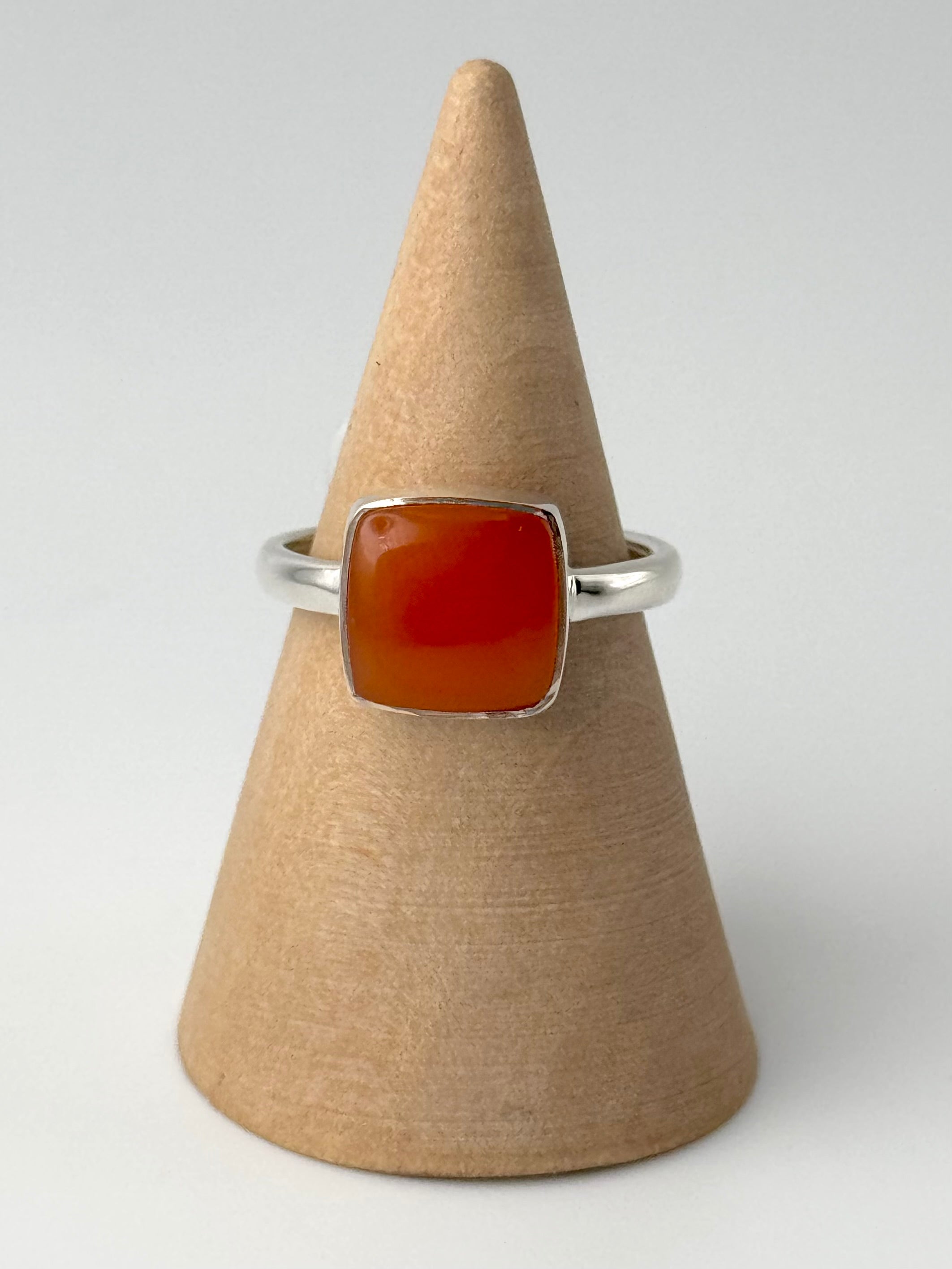 •CARNELIAN - SMALL SOFT SQUARE• silver ring (size 8.25)