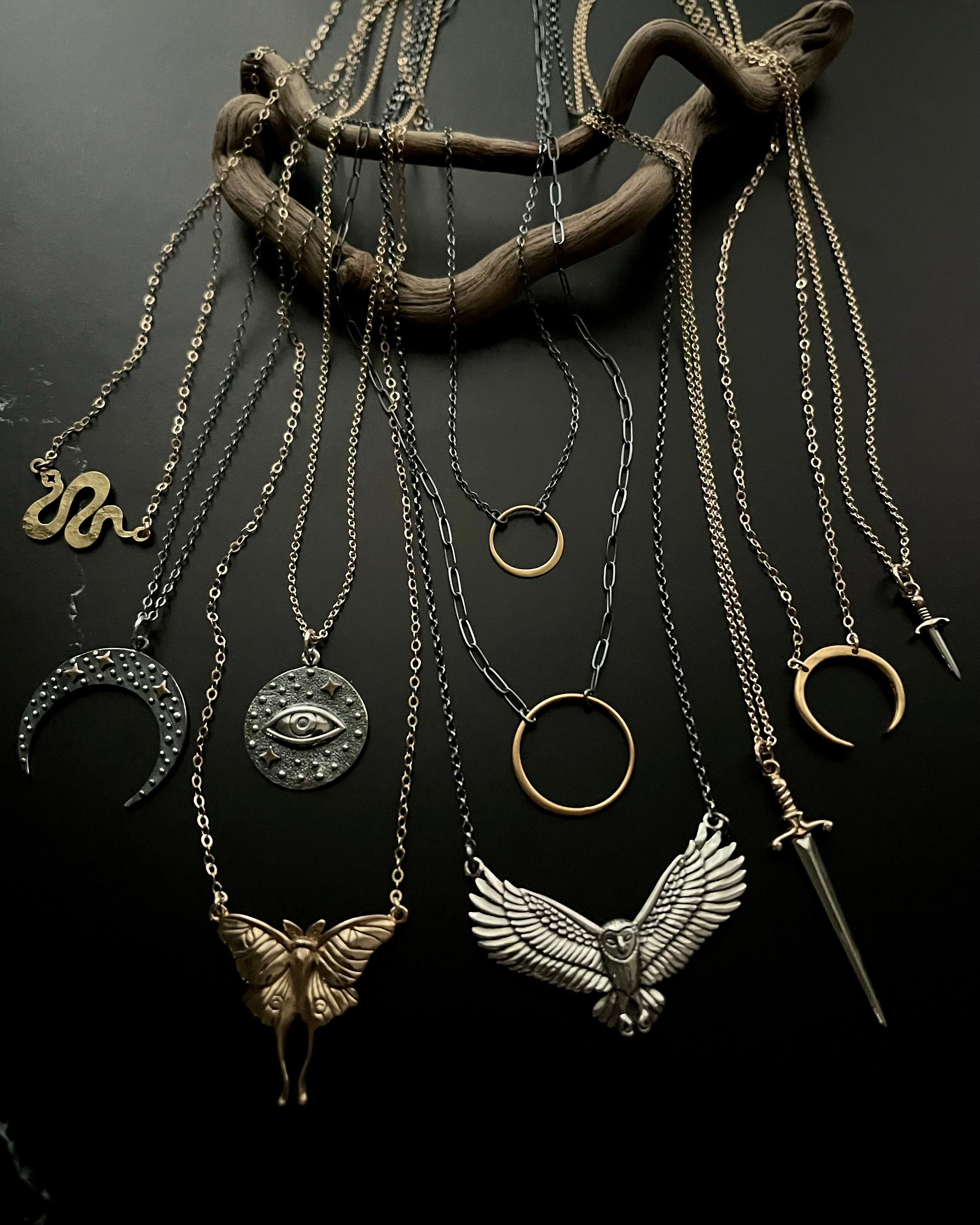 •BIG ECLIPSE• mixed metal necklace