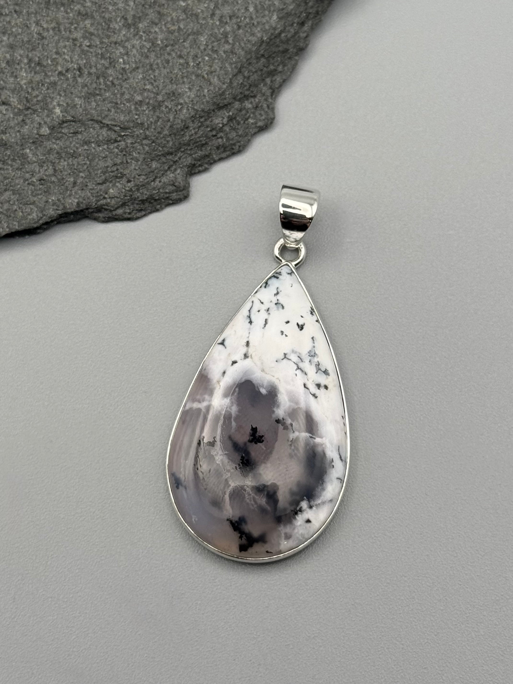 •DENDRITIC OPAL - TEAR 2• sterling silver pendant