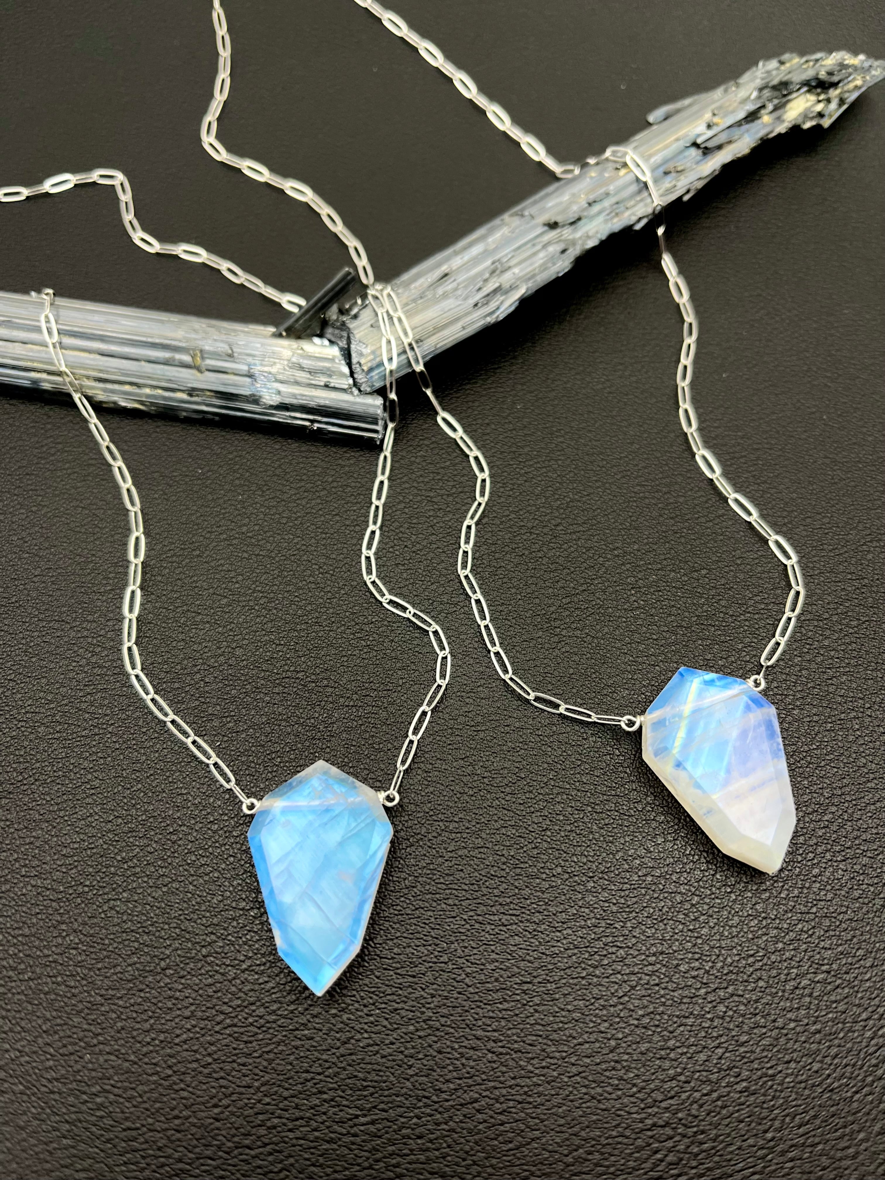 •AEON- PETAL• rainbow moonstone + silver necklace (various lengths)