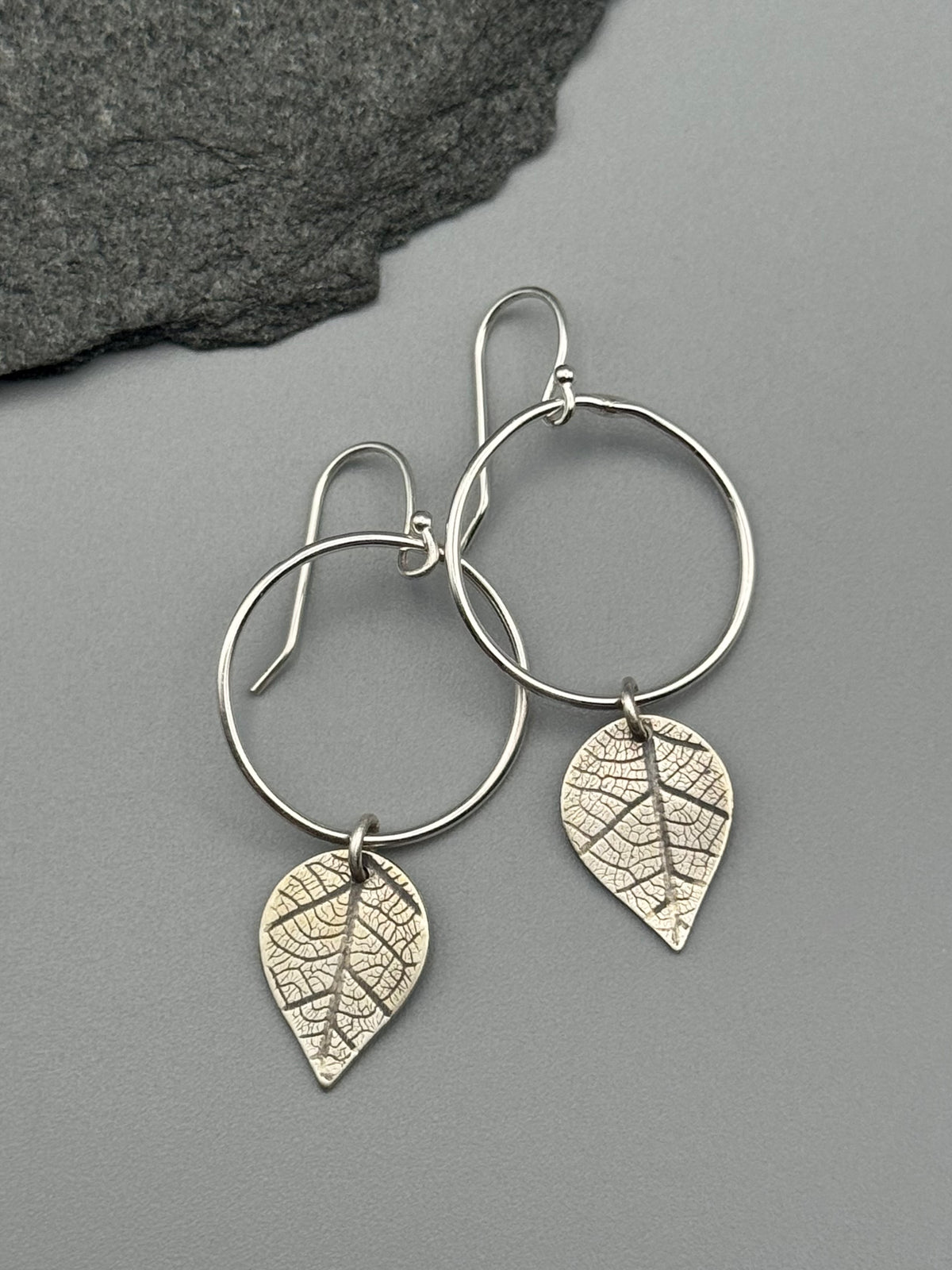 •LEAF MOON• silver dangle earrings