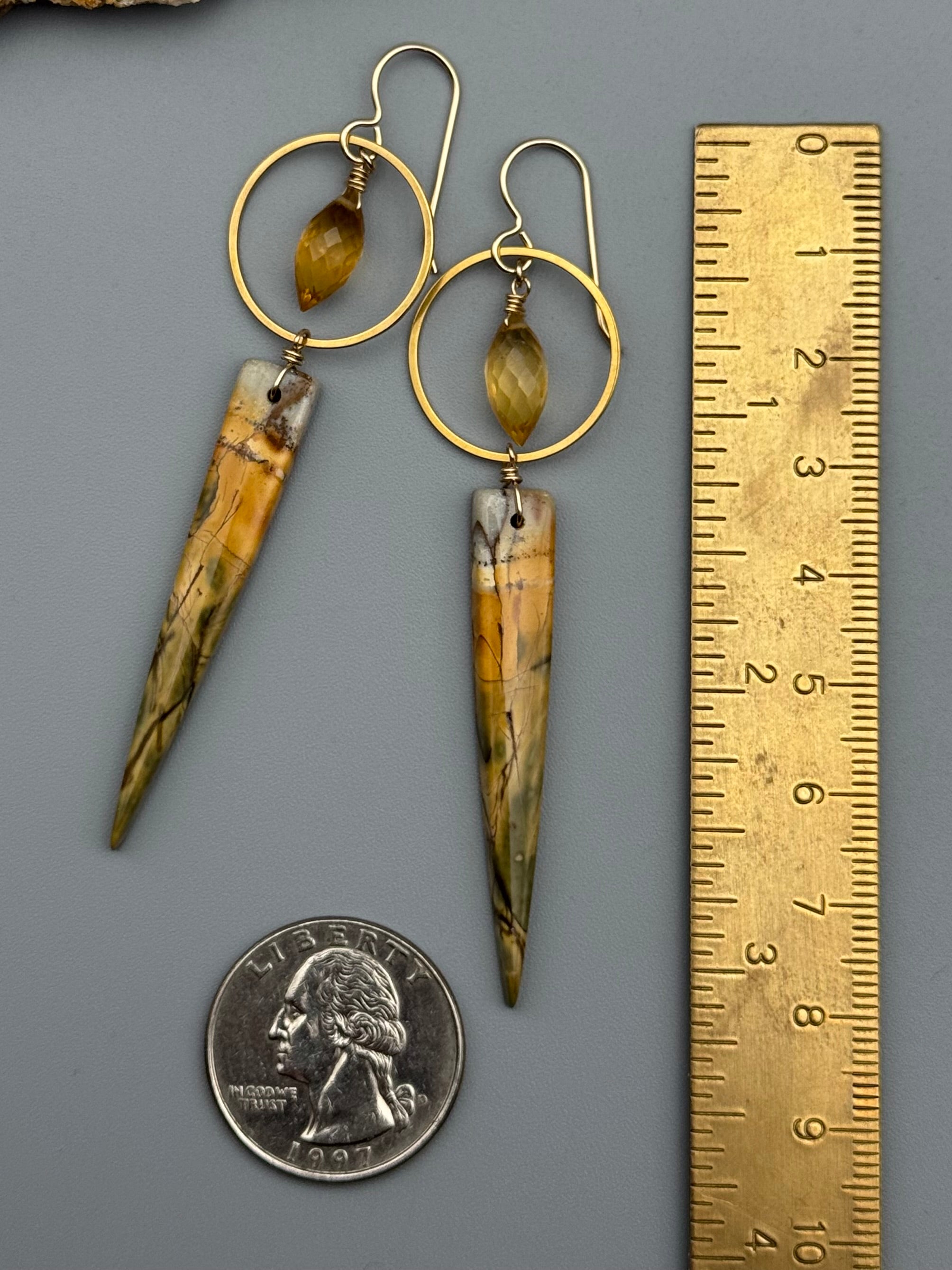 •LUNA• citrine + red creek jasper gold earrings