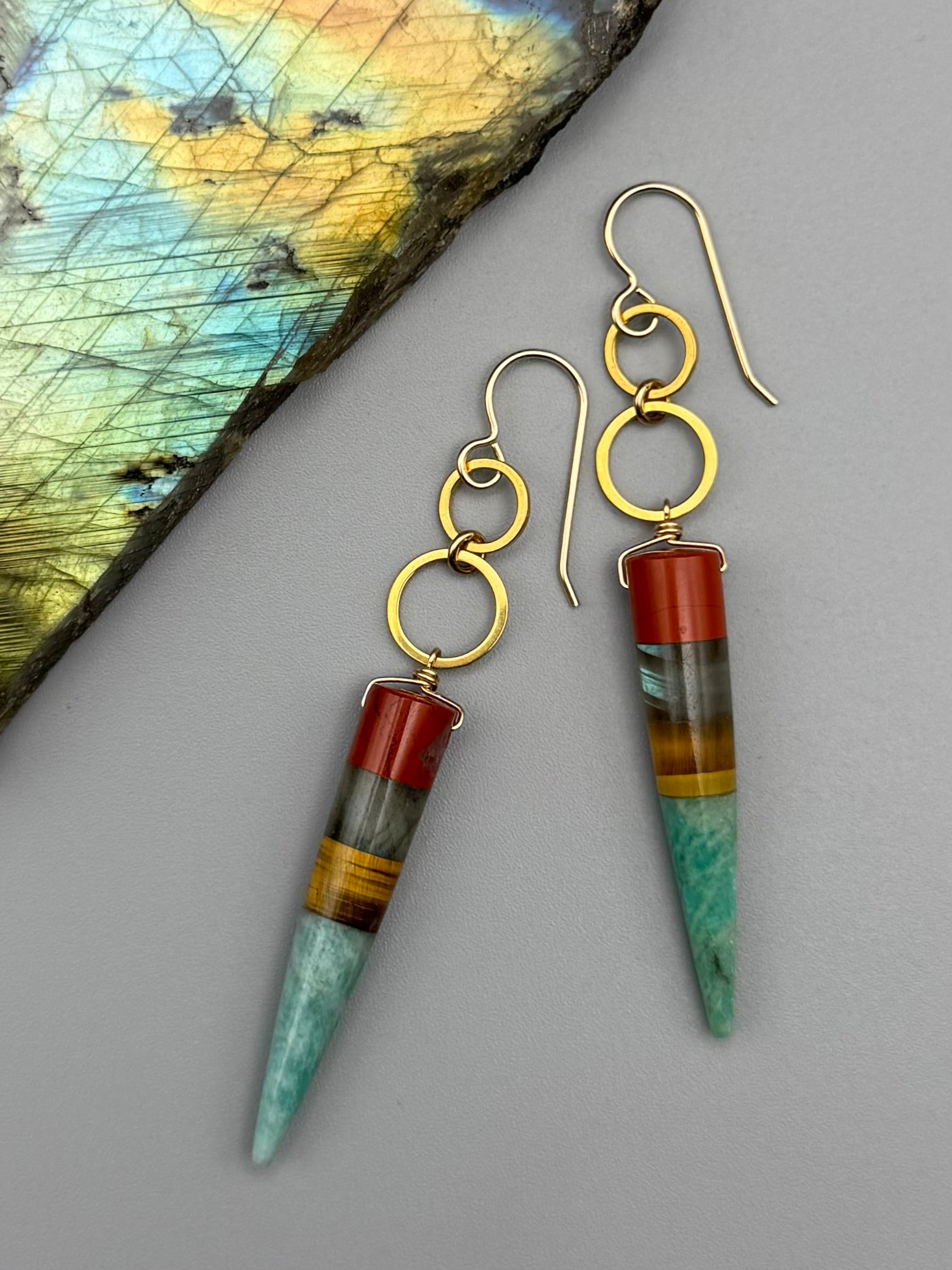 •4 OF CUPS• intarsia + gold earrings