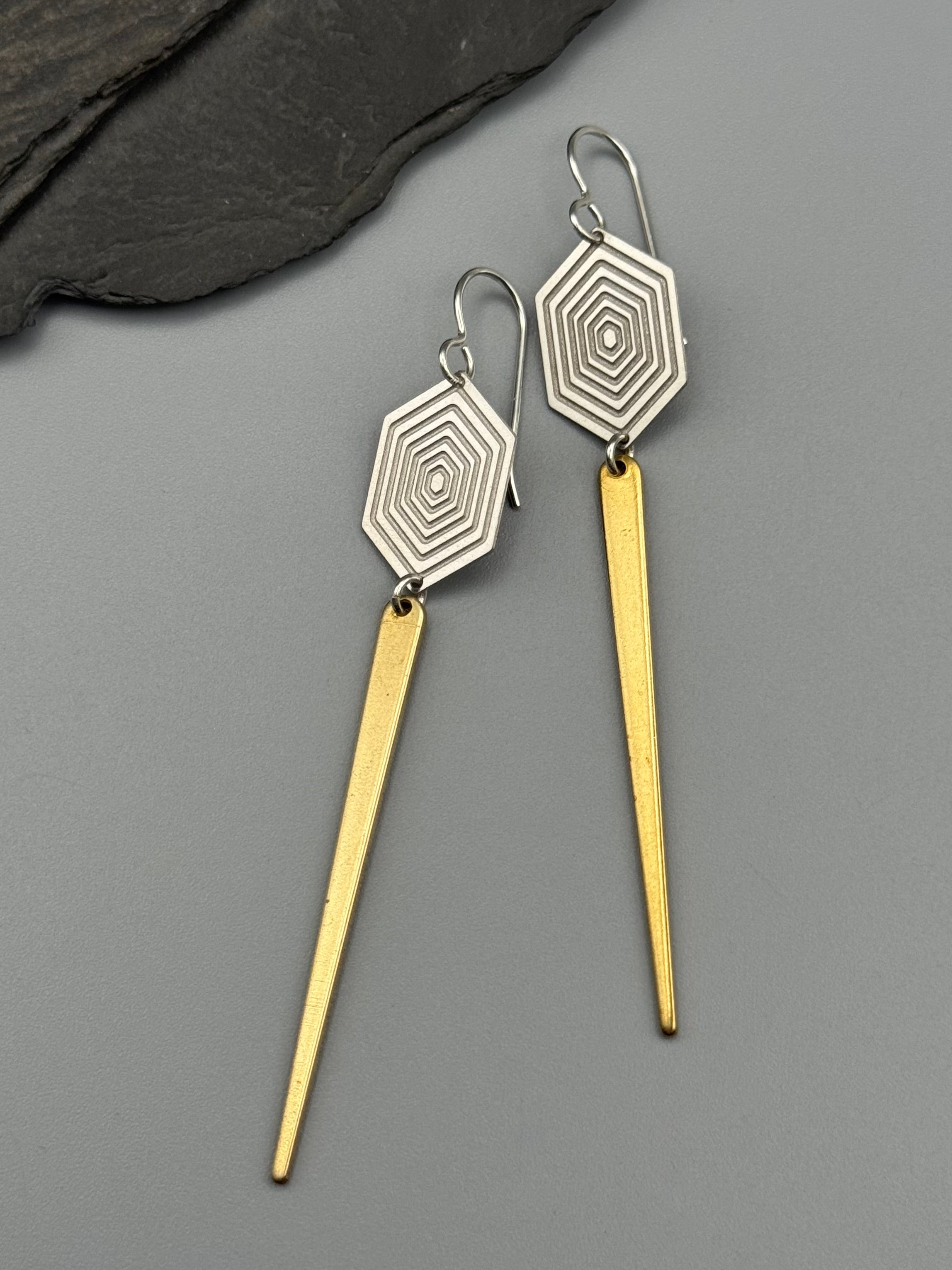 •HEX DAGGERS• mixed metal dangle earrings