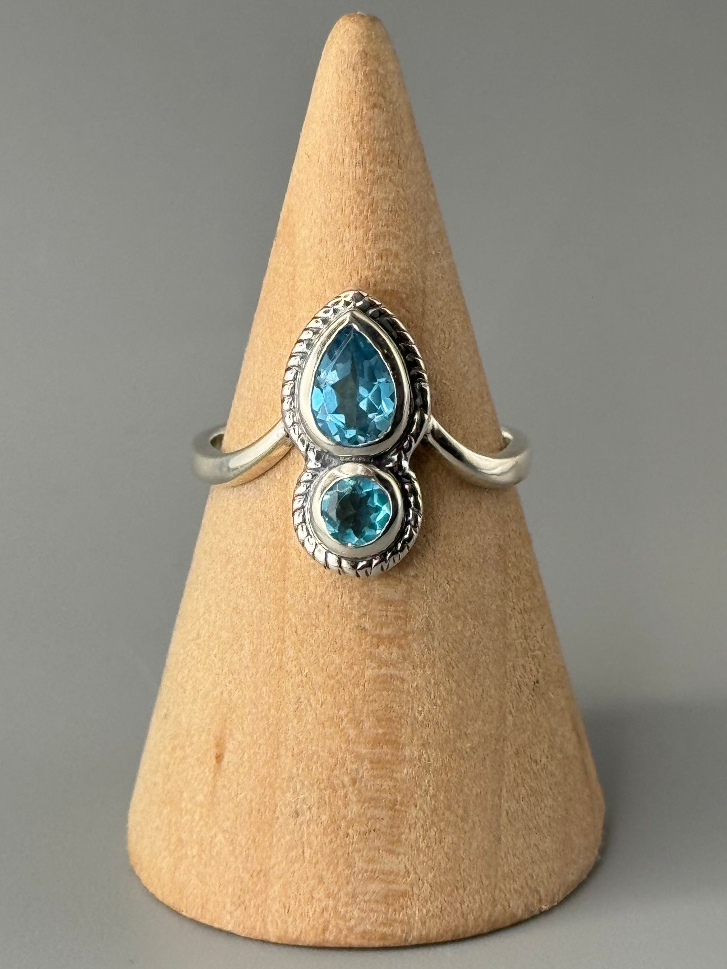 •BLUE TOPAZ - PUNCTUATE• sterling silver ring (various sizes)