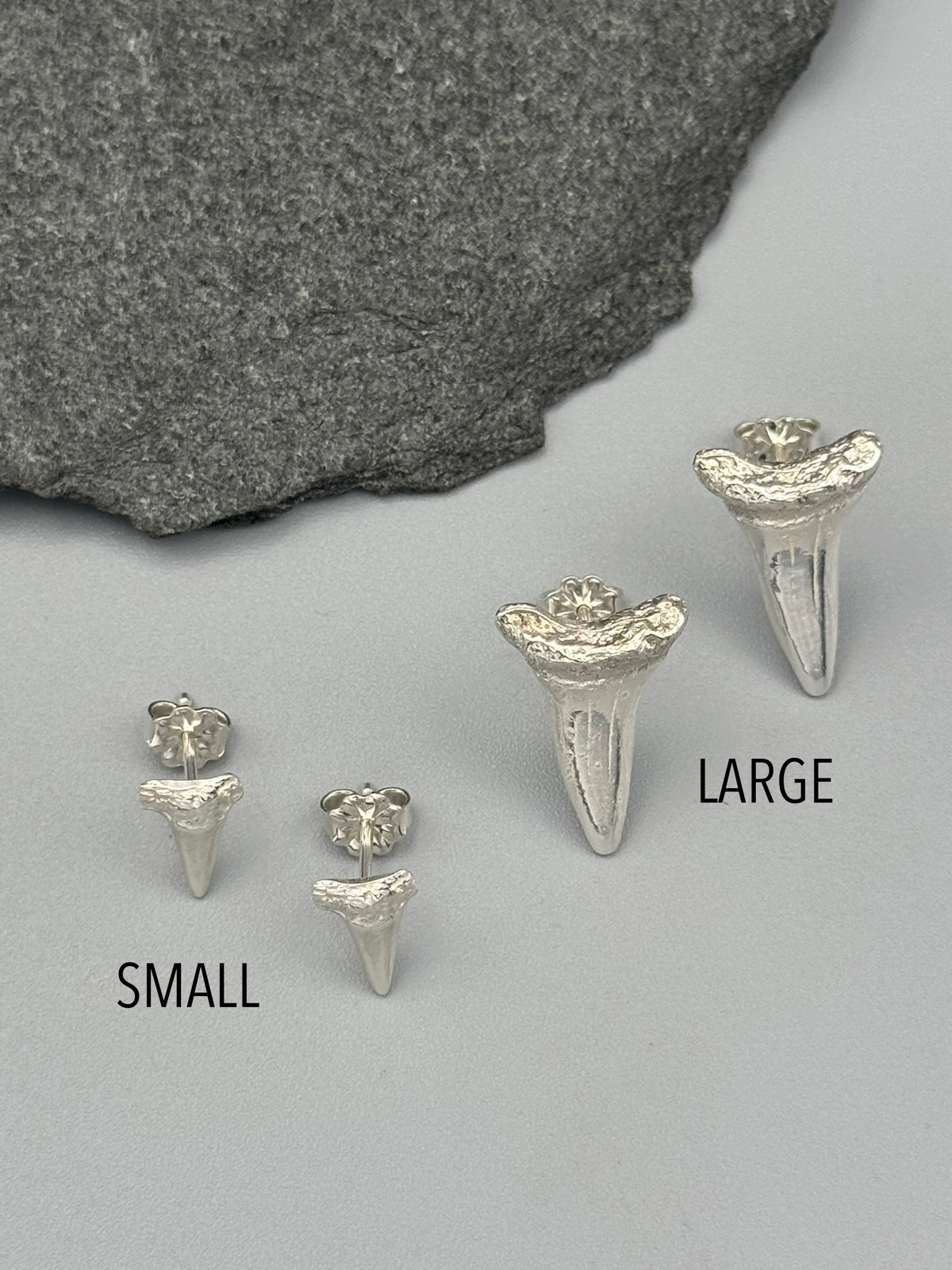 •SHARK TOOTH• silver stud earrings (various sizes)