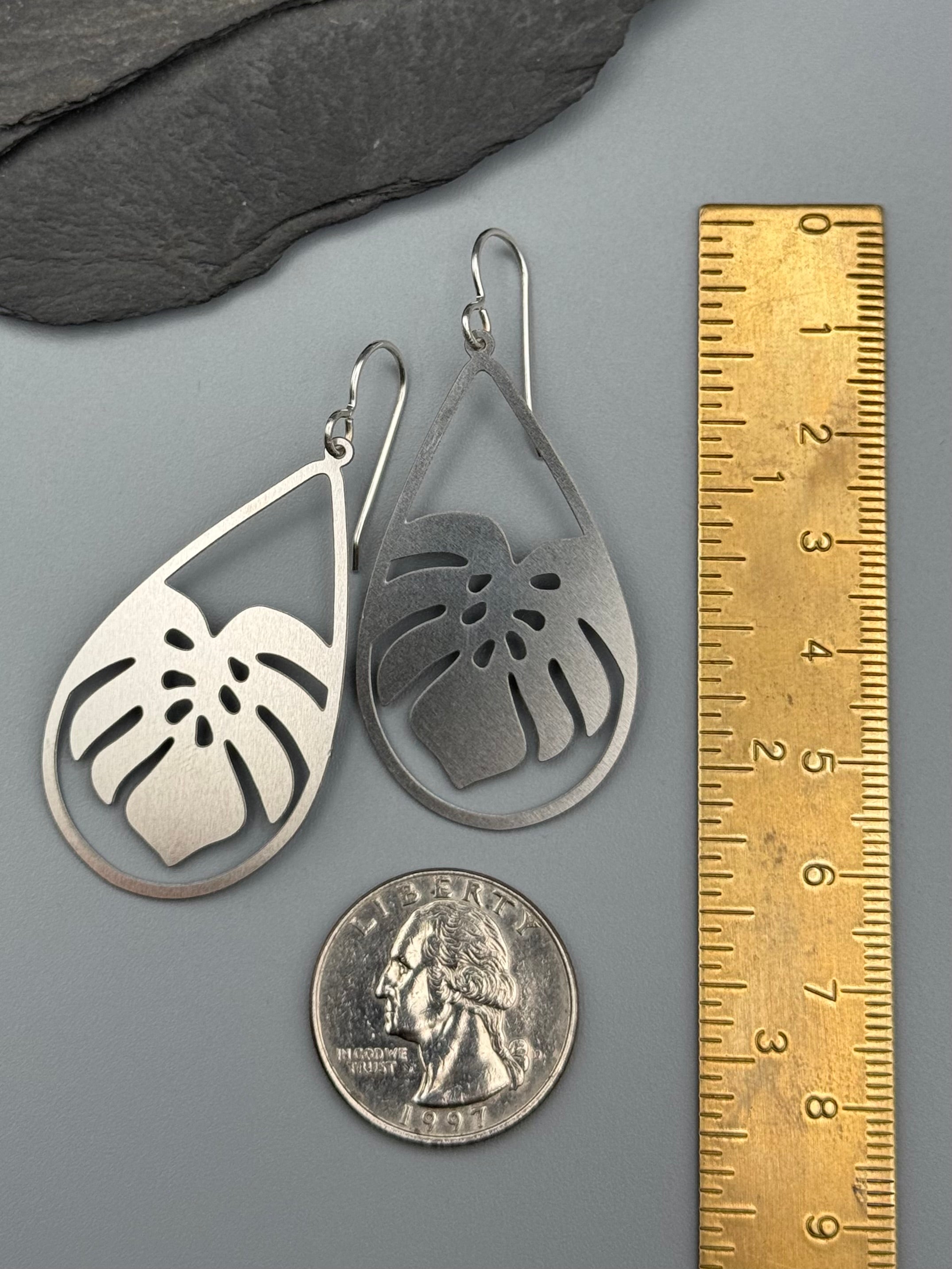 •MONSTERA• silver dangle earrings