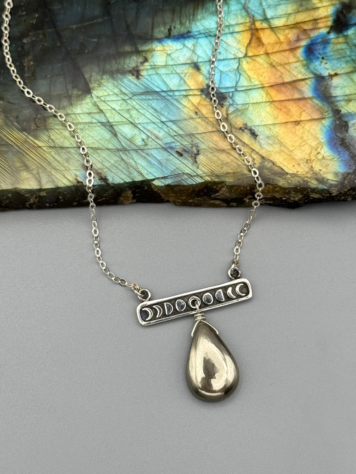 •NYX• pyrite + silver necklace (16"-18" long)