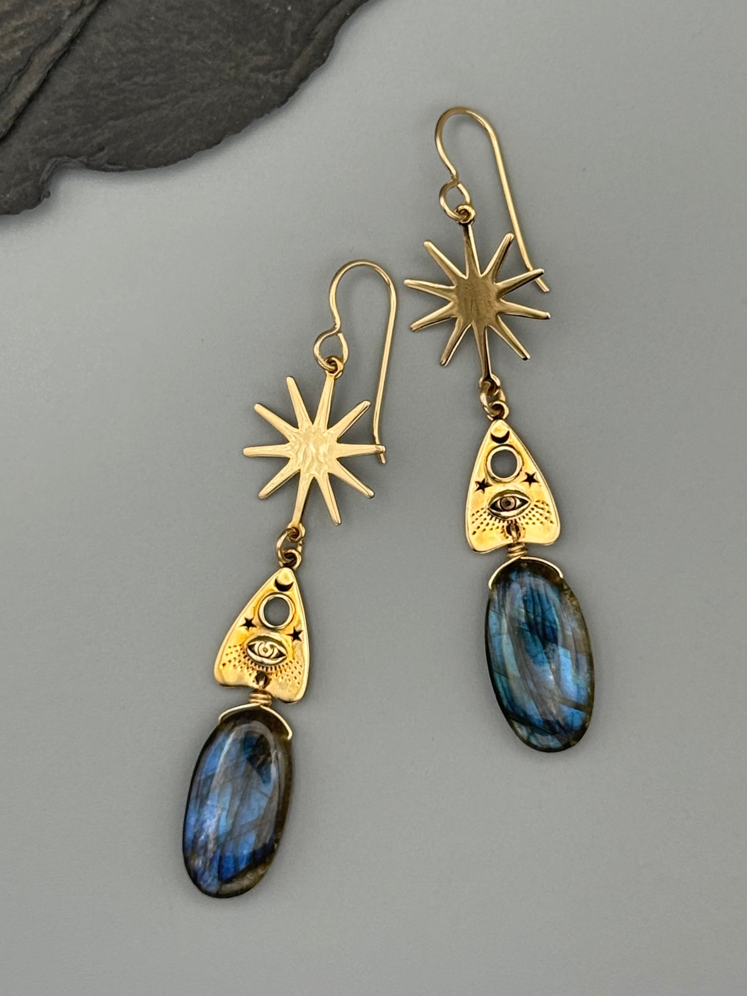 •OUIJA• labradorite + gold earrings