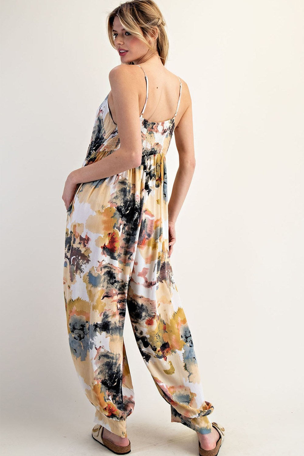 •PEYTON - WATERCOLOR• relaxed fit V-neck jumpsuit
