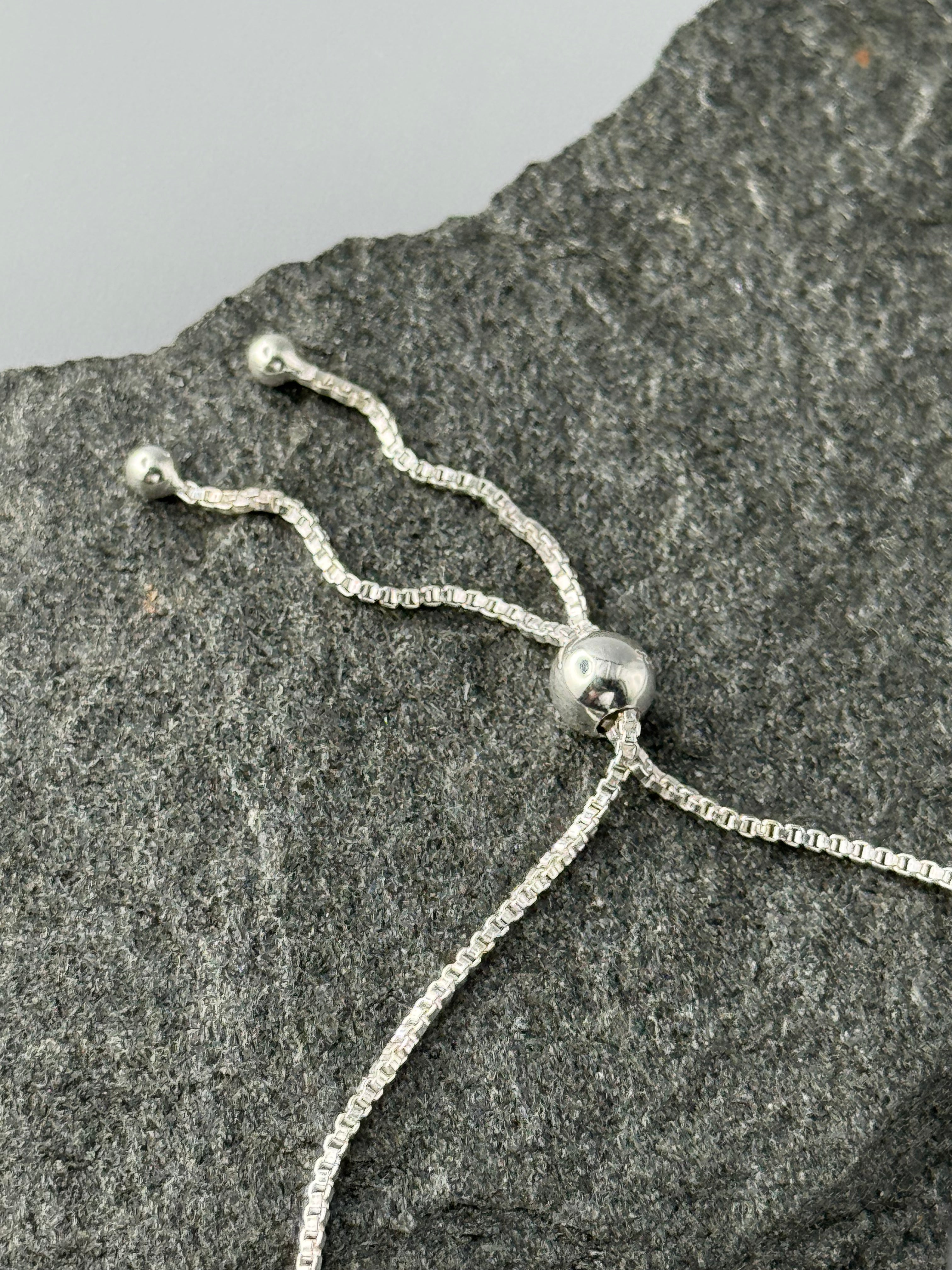 •RAINBOW MOONSTONE - GEO MIX• silver bolo bracelet (adj up to 9")