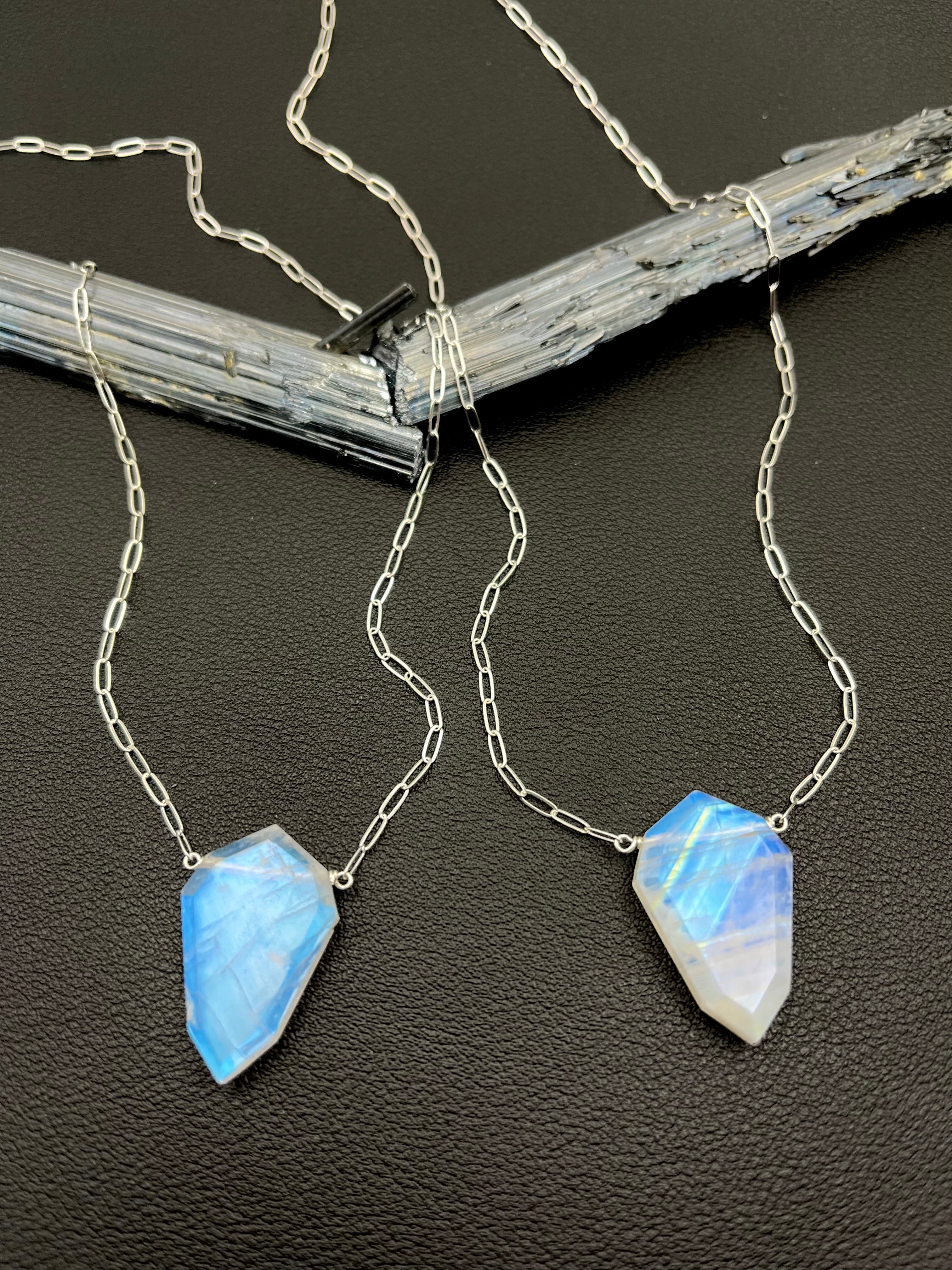 •AEON- PETAL• rainbow moonstone + silver necklace (various lengths)