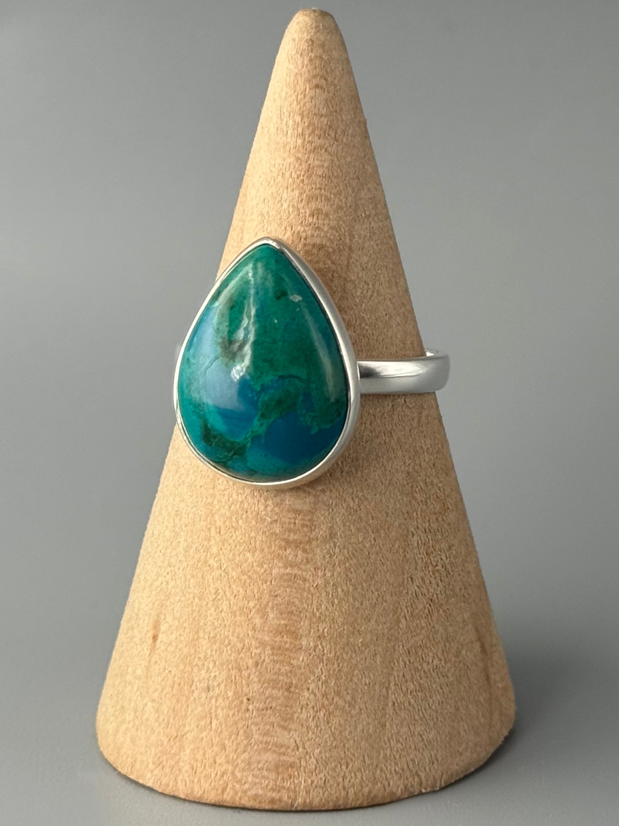 •CHRYSOCOLLA - TEAR• sterling silver ring (size 7)
