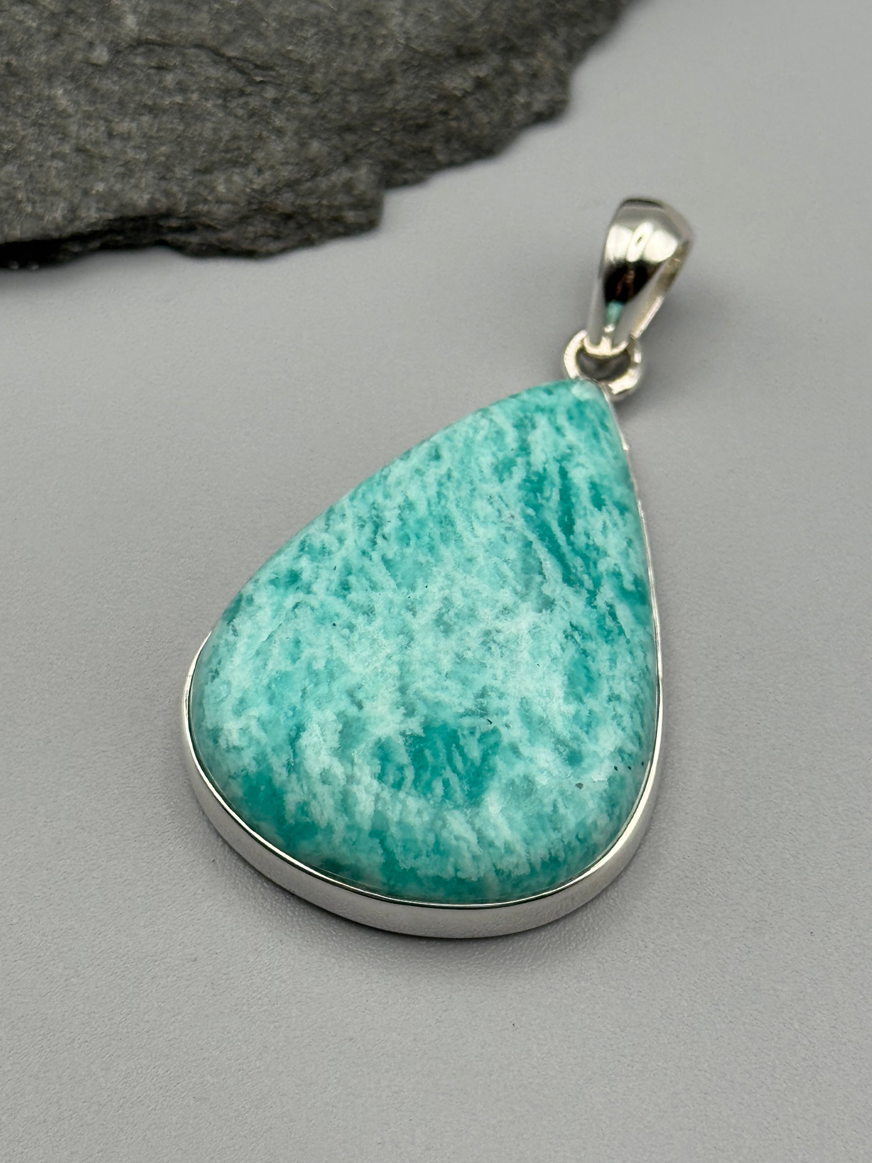 •AMAZONITE - TEAR 2• sterling silver pendant