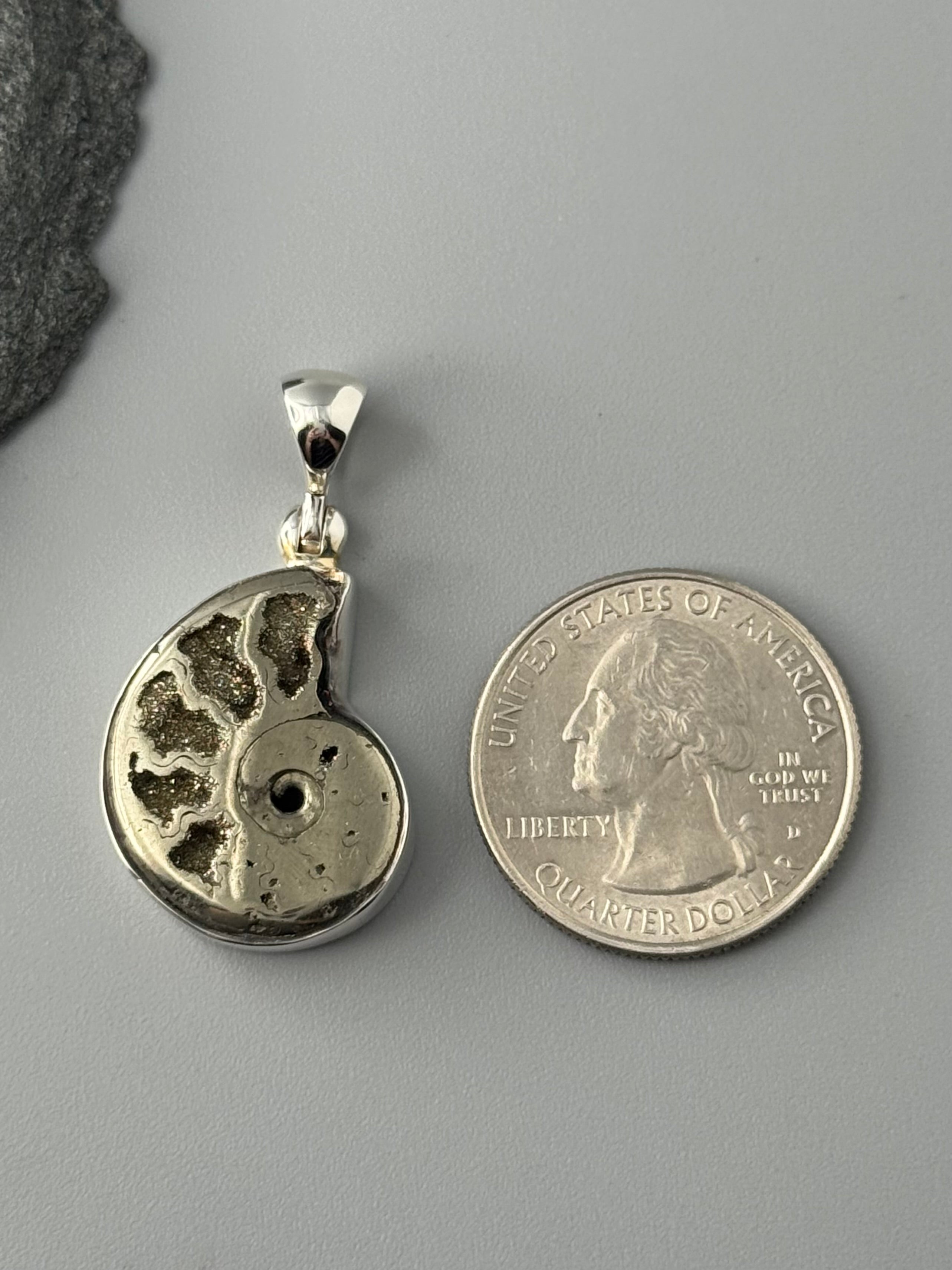 •PYRITIZED AMMONITE - 2• sterling silver pendant