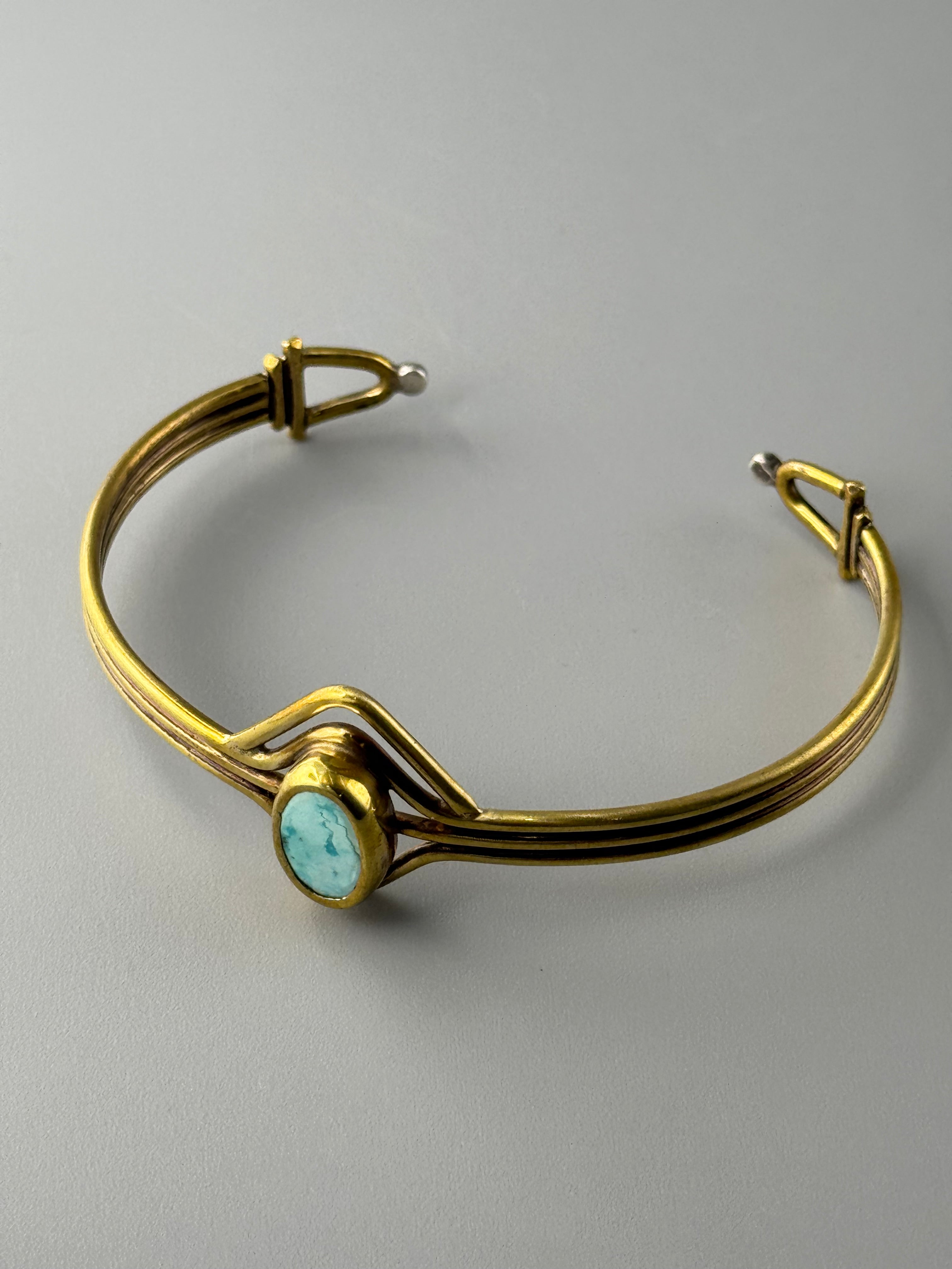 •NEVADA SKYLINE TURQUOISE• brass cuff bracelet