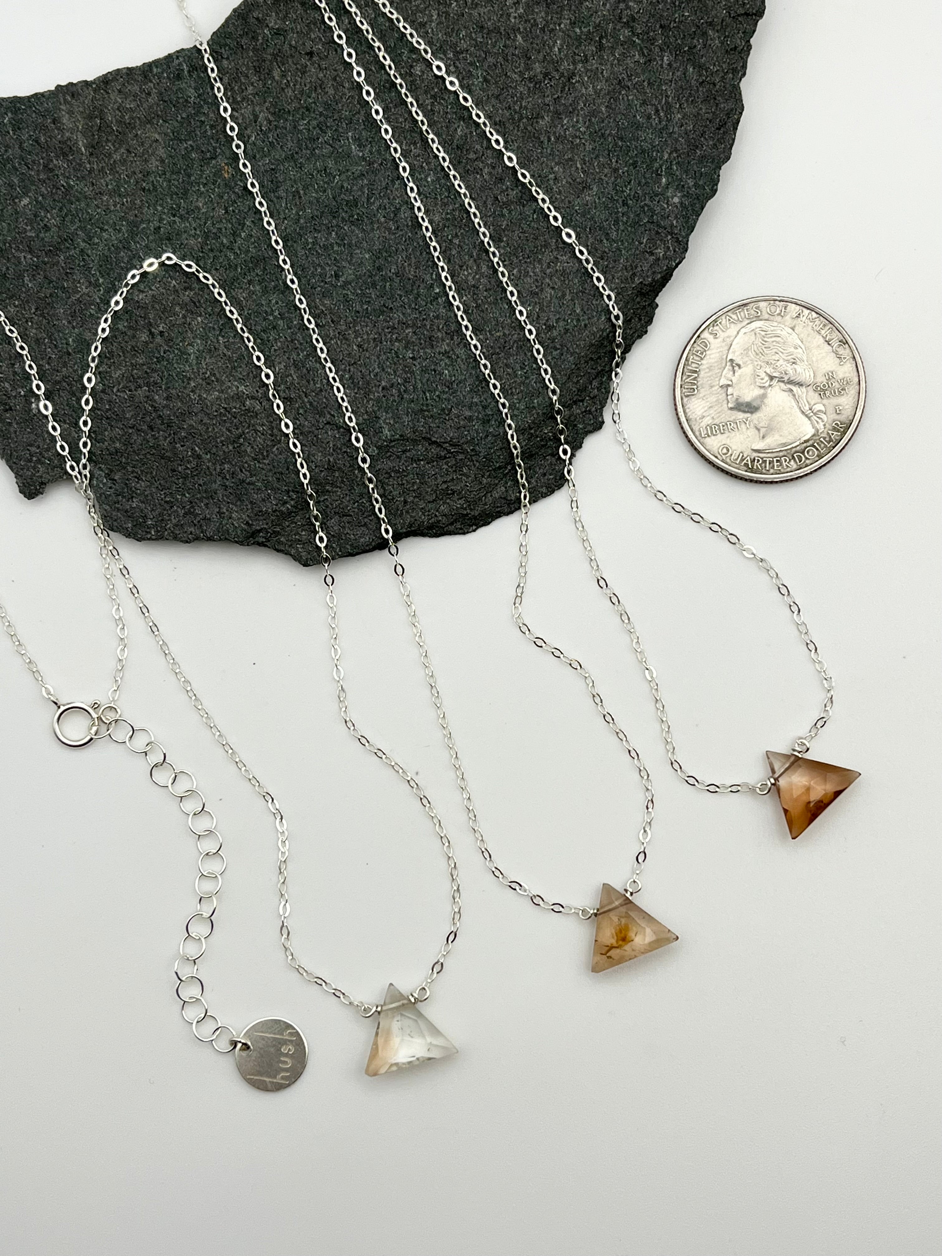 •STRAY• faceted imperial topaz triangle + silver necklace (various lengths)