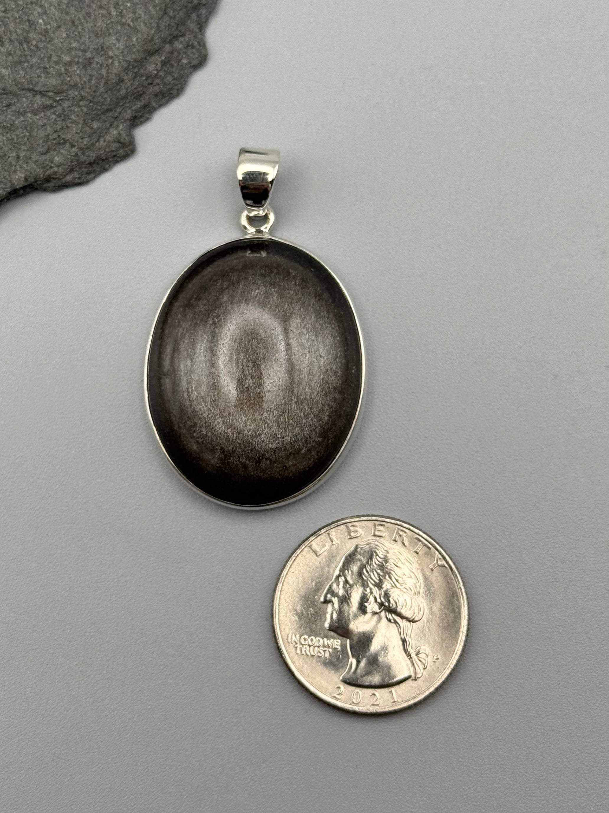 •GOLD SHEEN OBSIDIAN - OVAL• sterling silver pendant