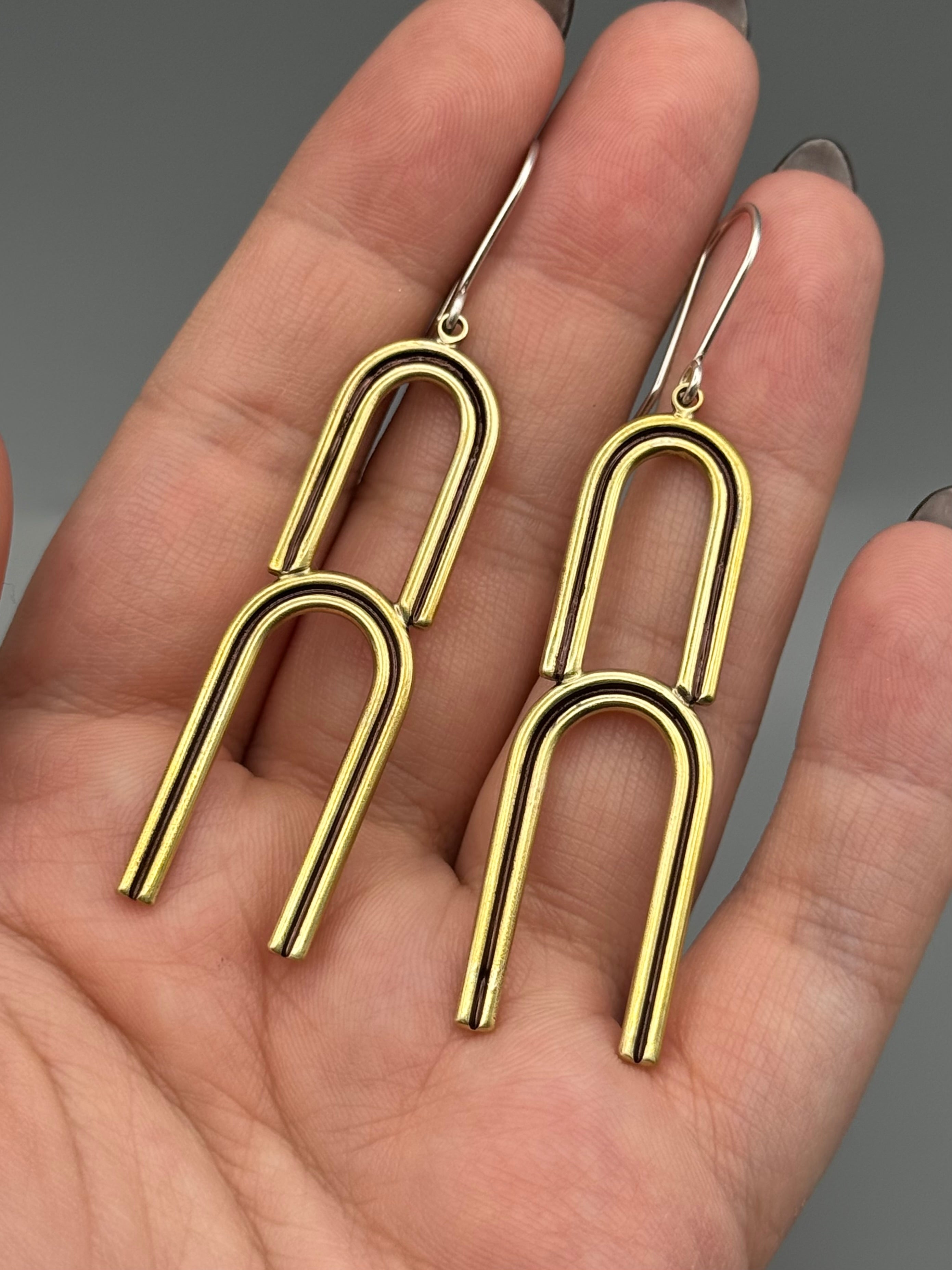 •DOUBLE ARCHES• brass dangle earrings
