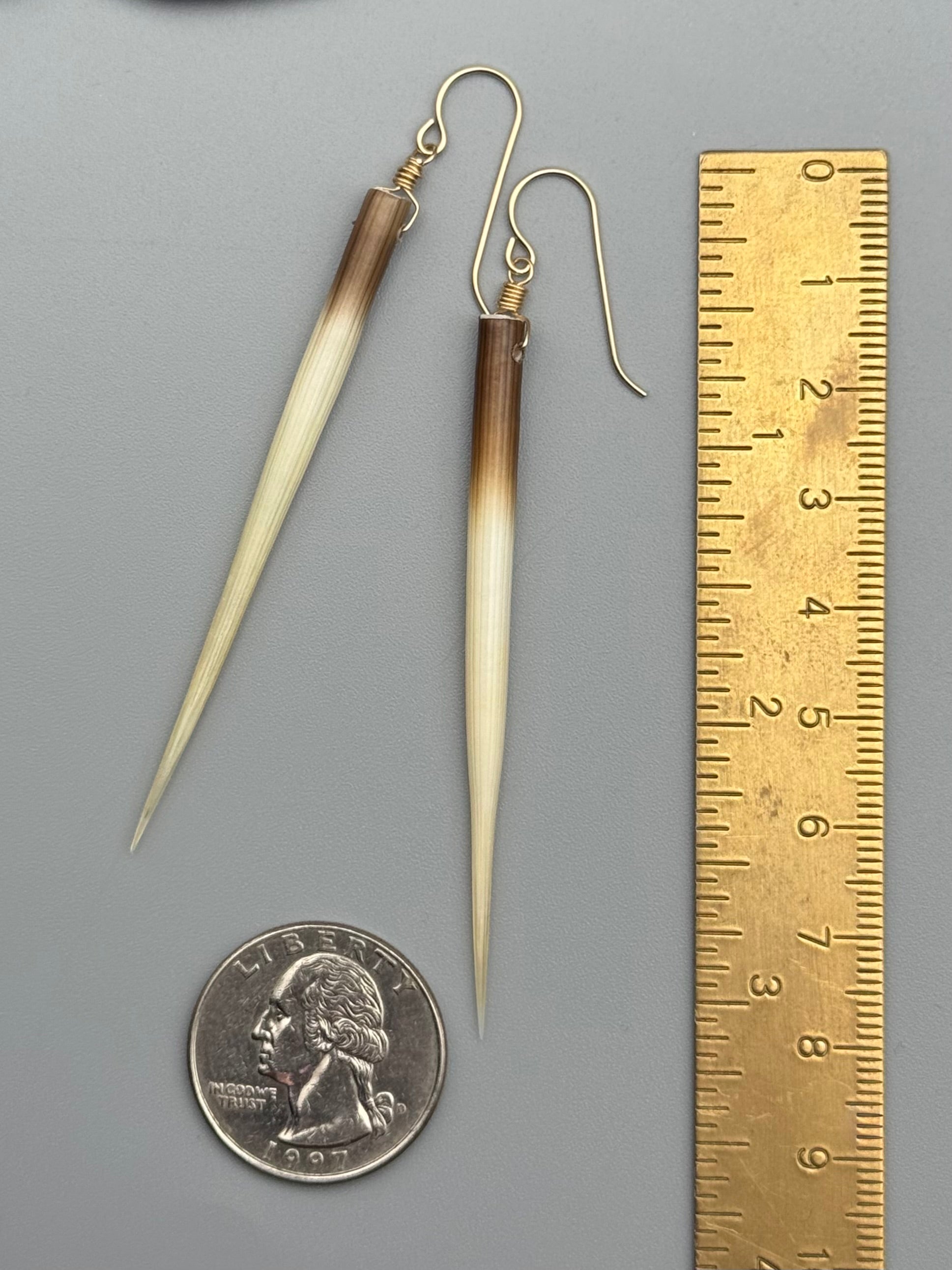 •SIMPLE• porcupine quill + gold earrings