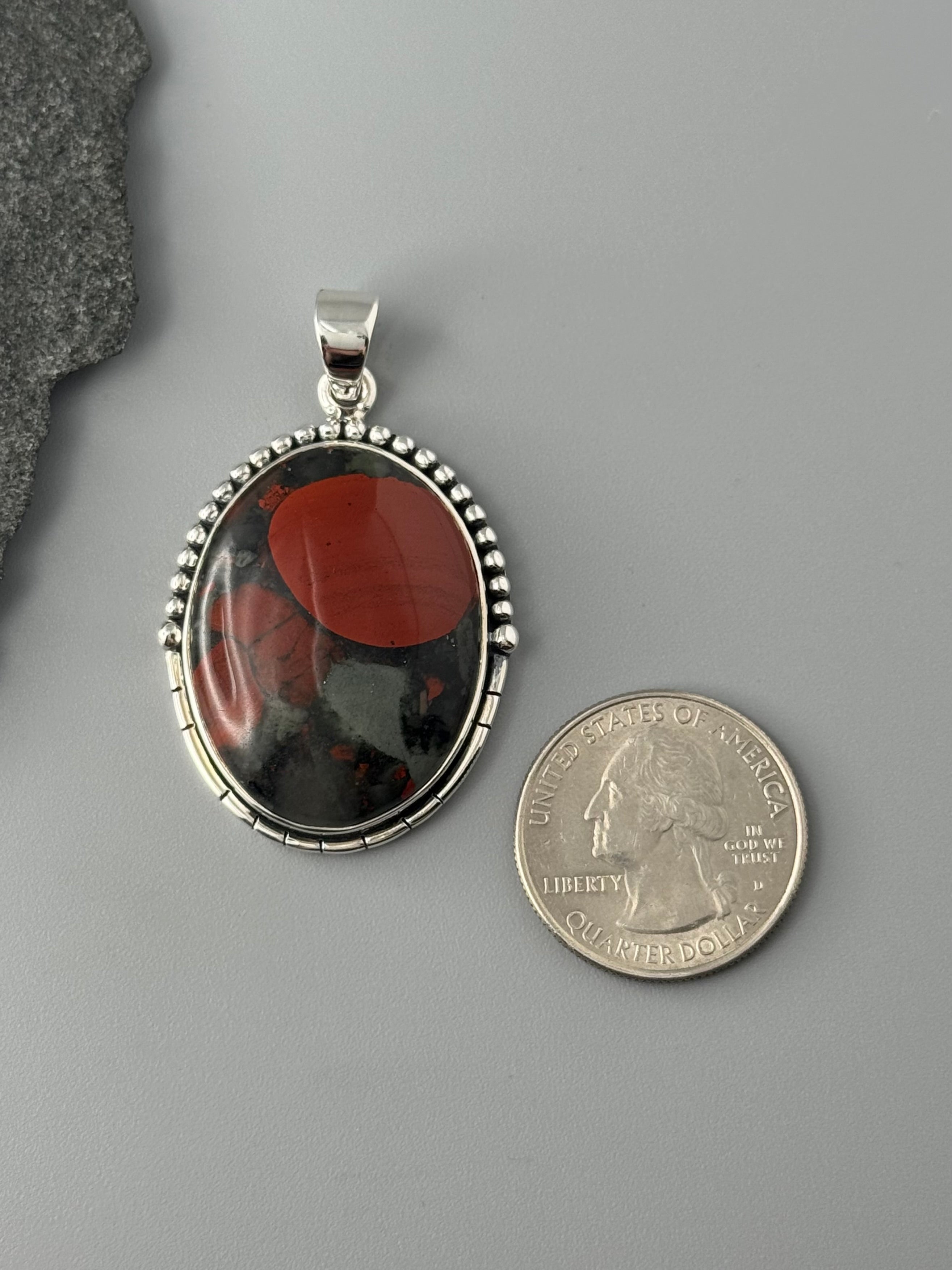 •AFRICAN BLOODSTONE OVAL - CANYON• sterling silver pendant
