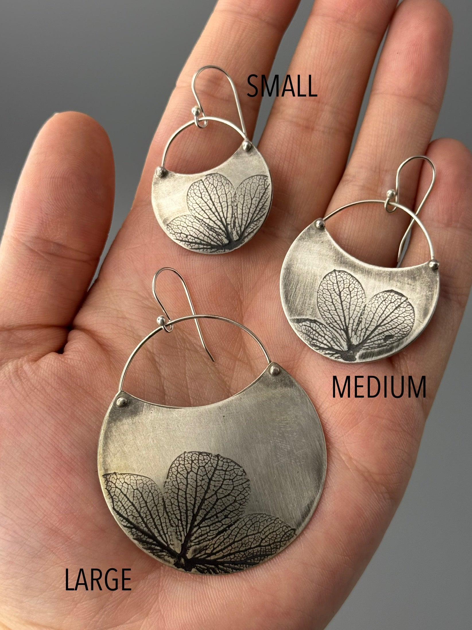 •HYDRANGEA CRESCENT• silver dangle earrings